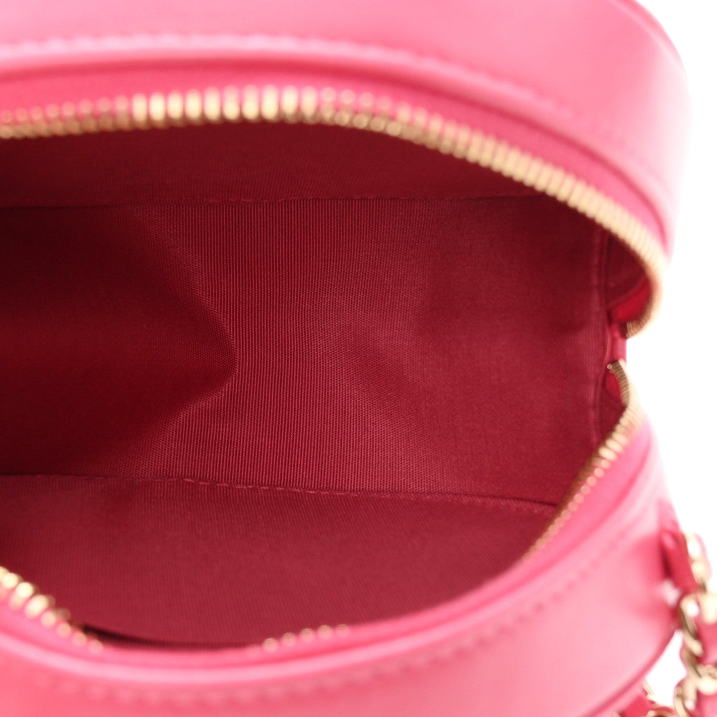 Lambskin Quilted All About Chanel Round Clutch With Chain Pink
