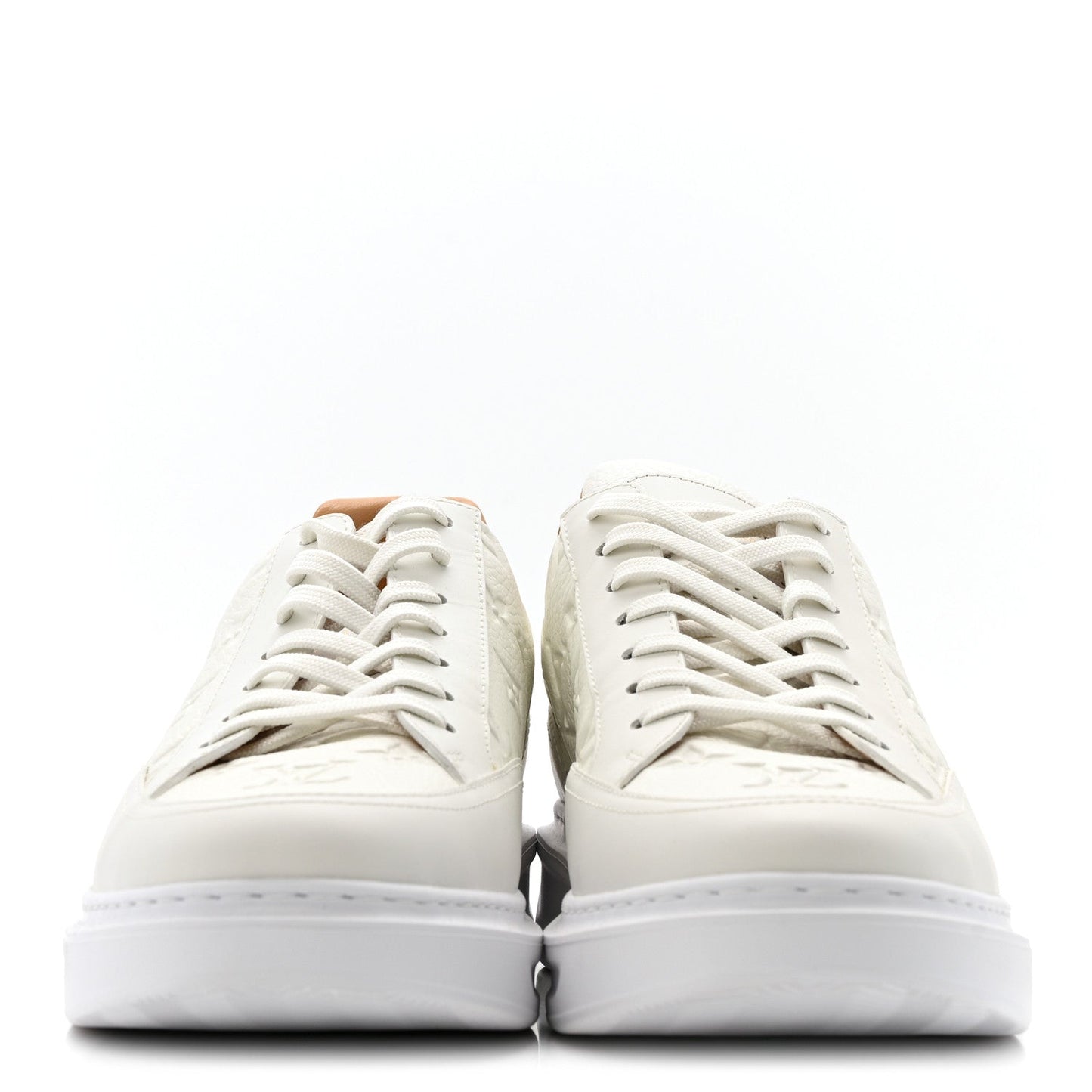 Grained Calfskin Embossed Monogram Mens Beverly Hills Sneakers 8.5 White