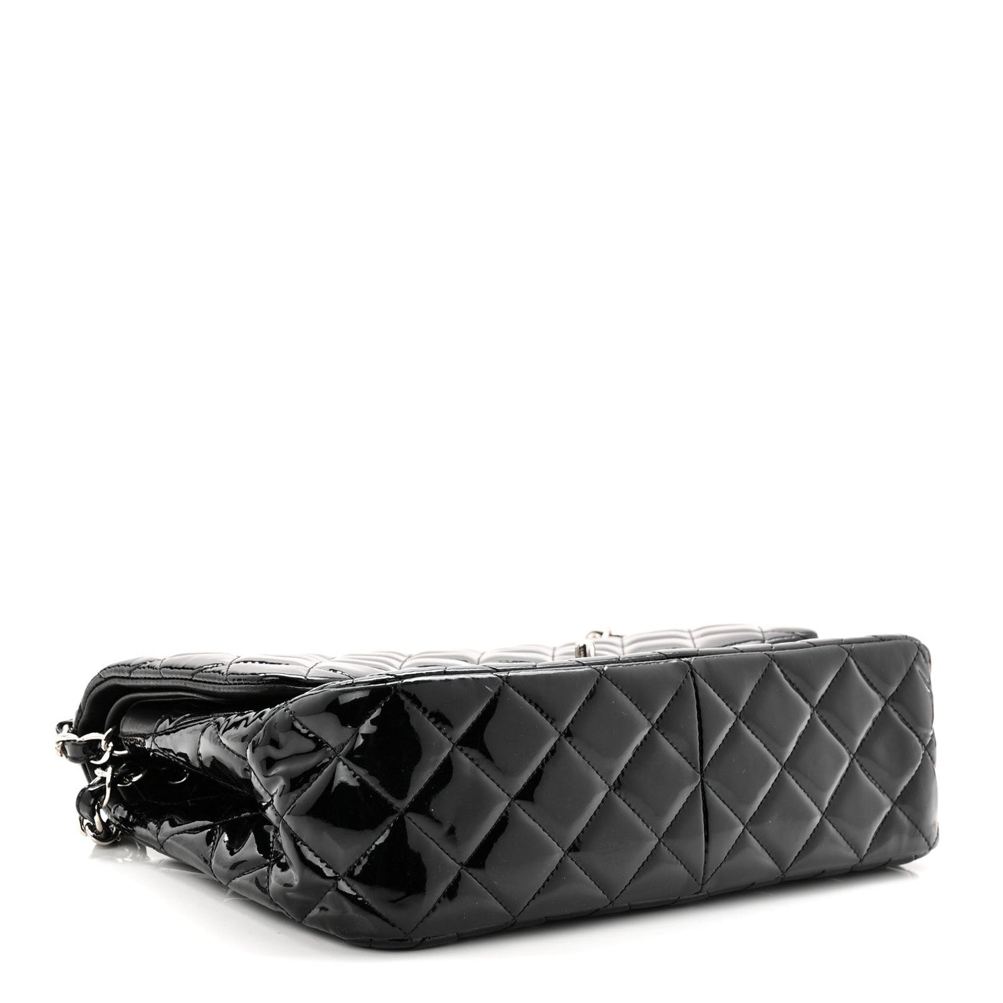 Patent Quilted Jumbo Double Flap Black