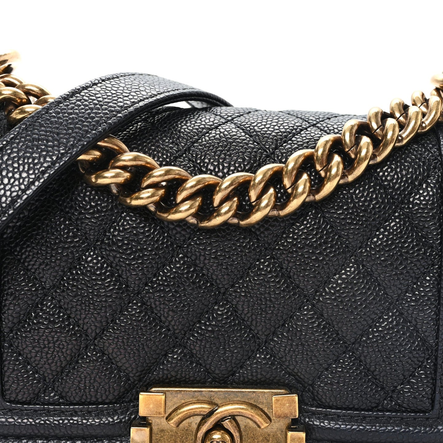 Caviar Quilted Small Boy Flap Black