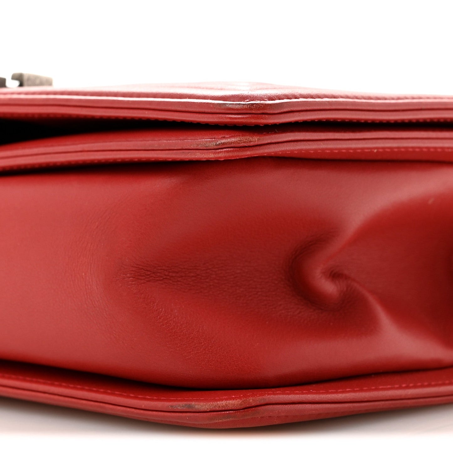 Calfskin Chevron Quilted Medium Boy Flap Red