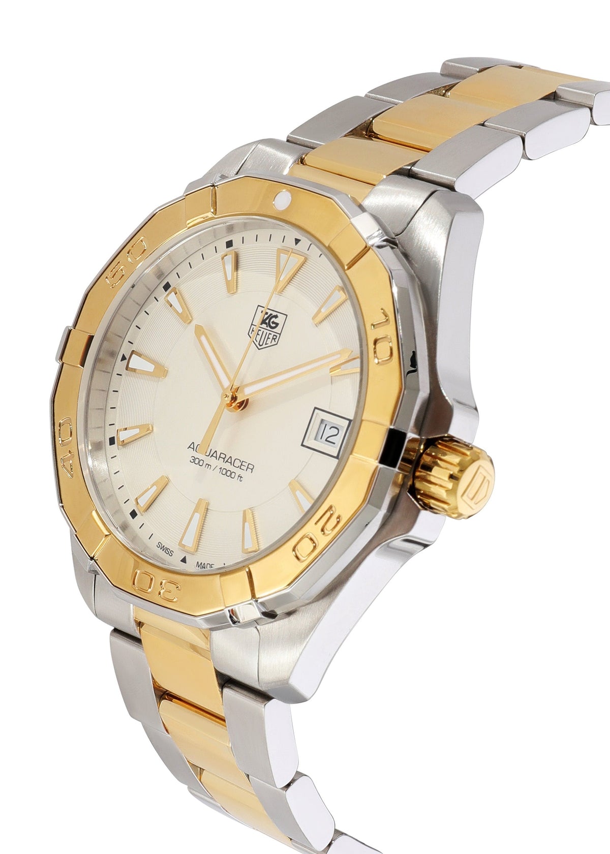 Tag Heuer Aquaracer Quartz White Dial Two Tone Steel Strap Watch for Men - WAY1120.BB0930