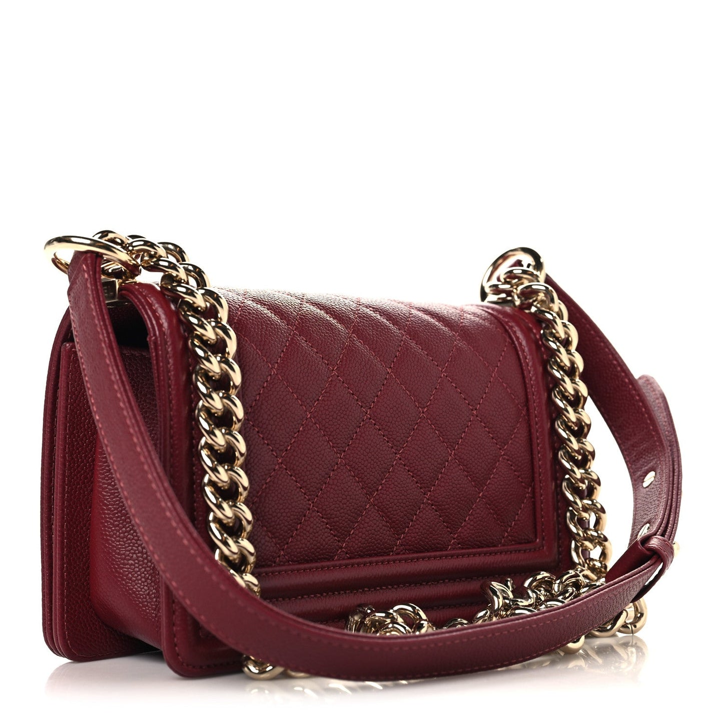 Caviar Quilted Small Boy Flap Burgundy