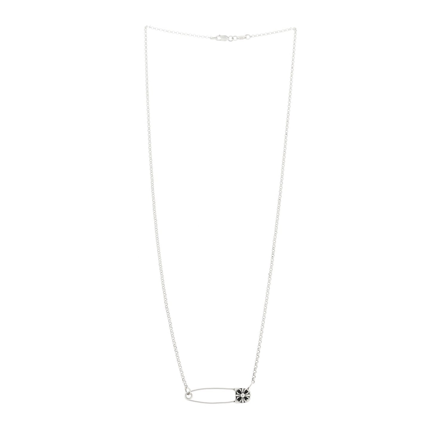 Sterling Silver Safety Pin Pendant Necklace