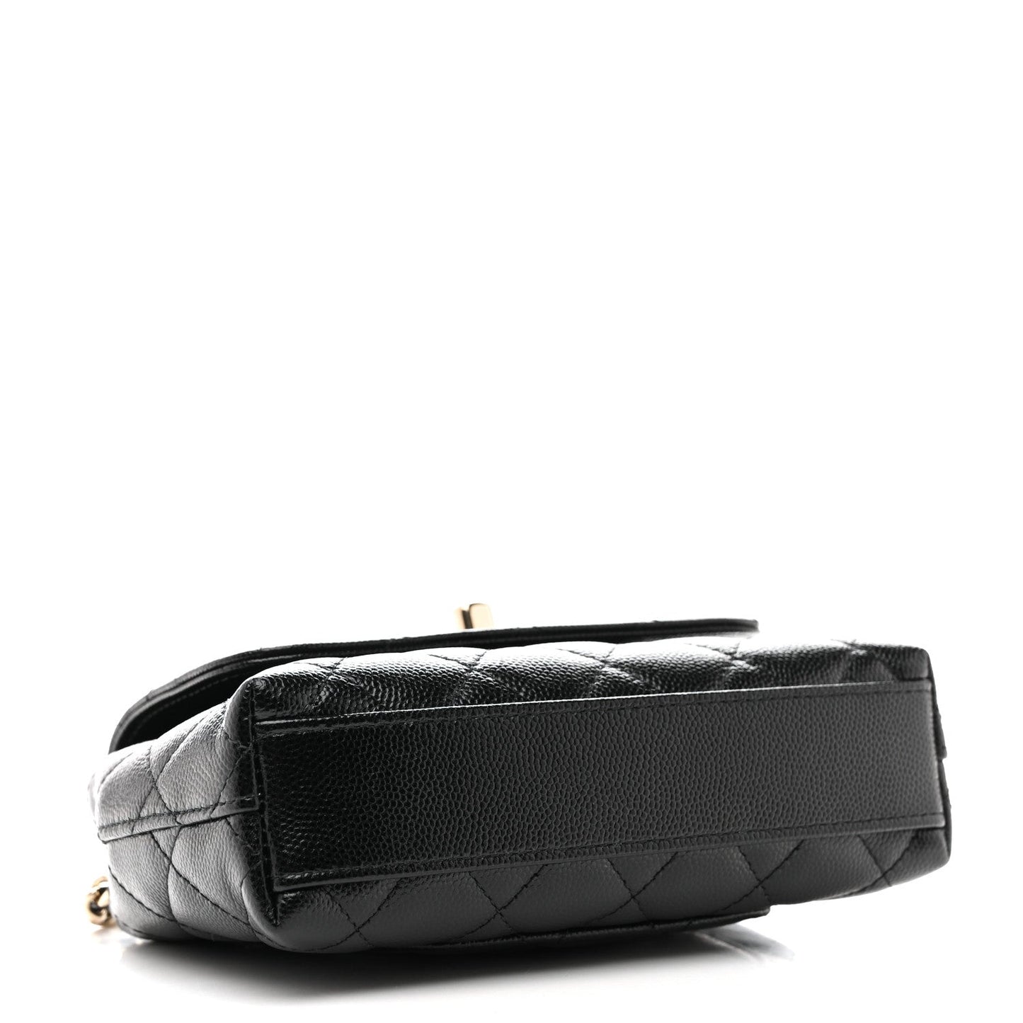 Caviar Quilted Coco Handle Clutch With Chain Black