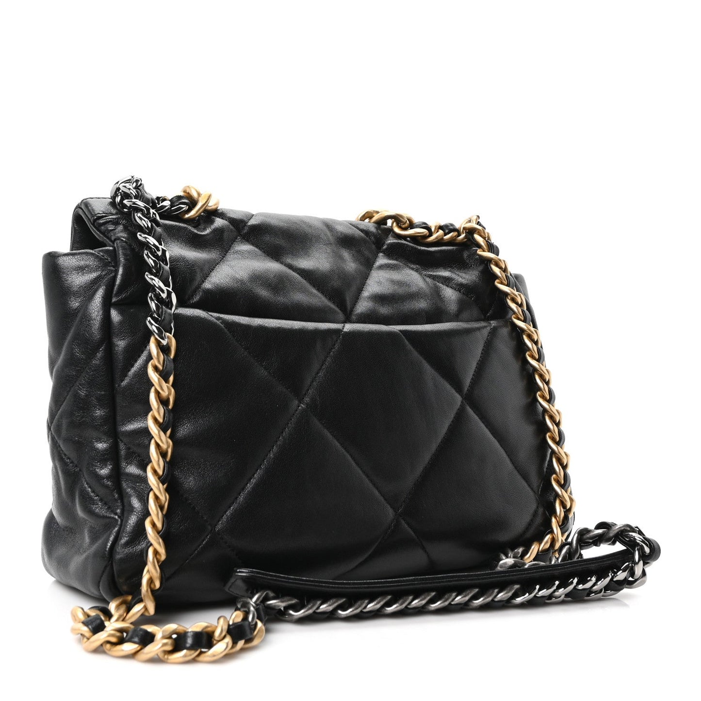 Lambskin Quilted Large Chanel 19 Flap Black