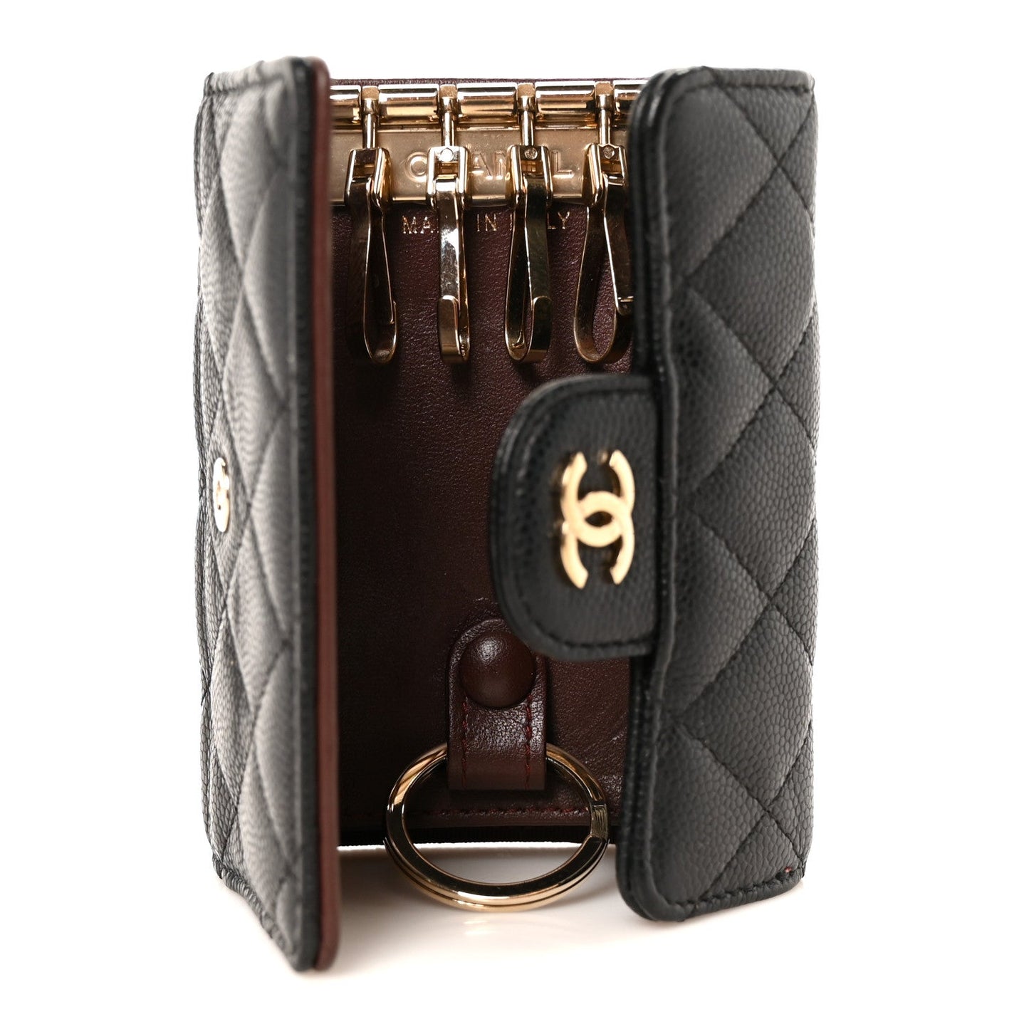 Caviar Quilted Classic 4 Key Holder Wallet Black