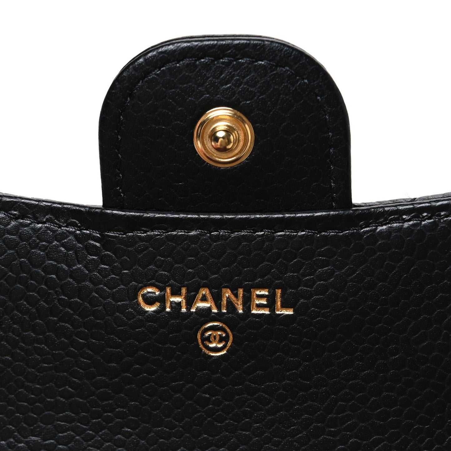 Caviar Quilted Compact Flap Wallet Black