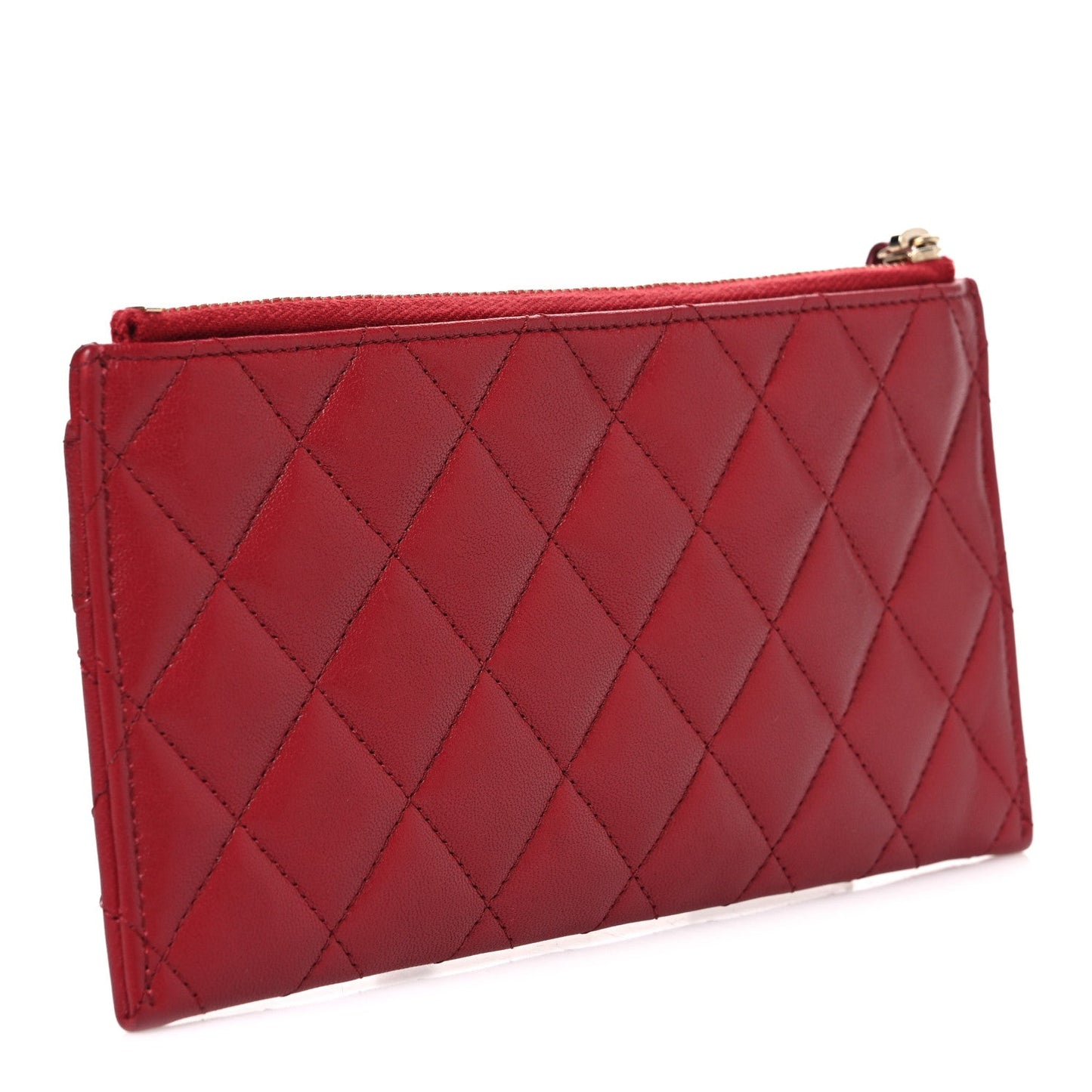 Sheepskin Quilted Mademoiselle Vintage Zip Pouch Red