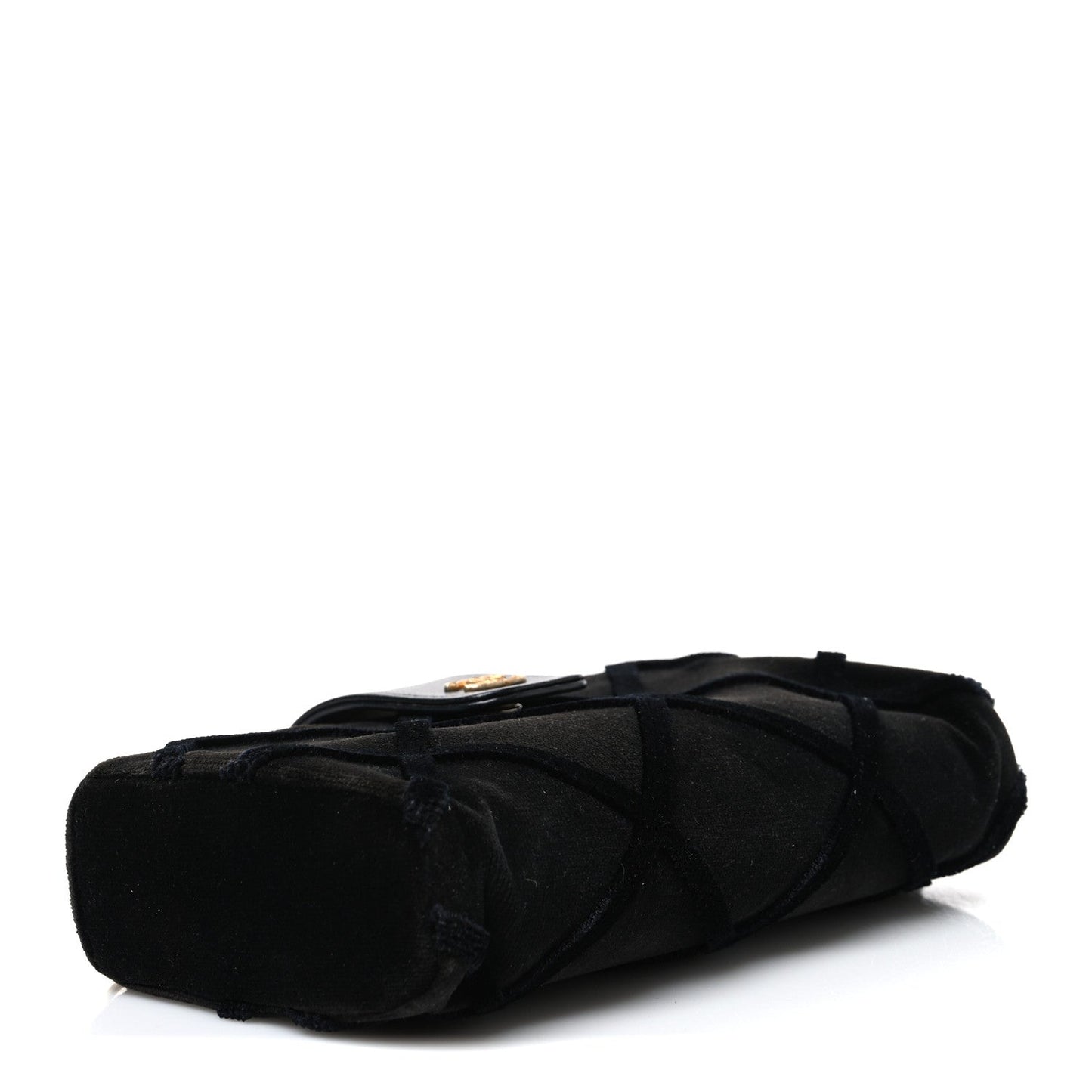 Velvet Quilted Small Clutch With Chain  Black