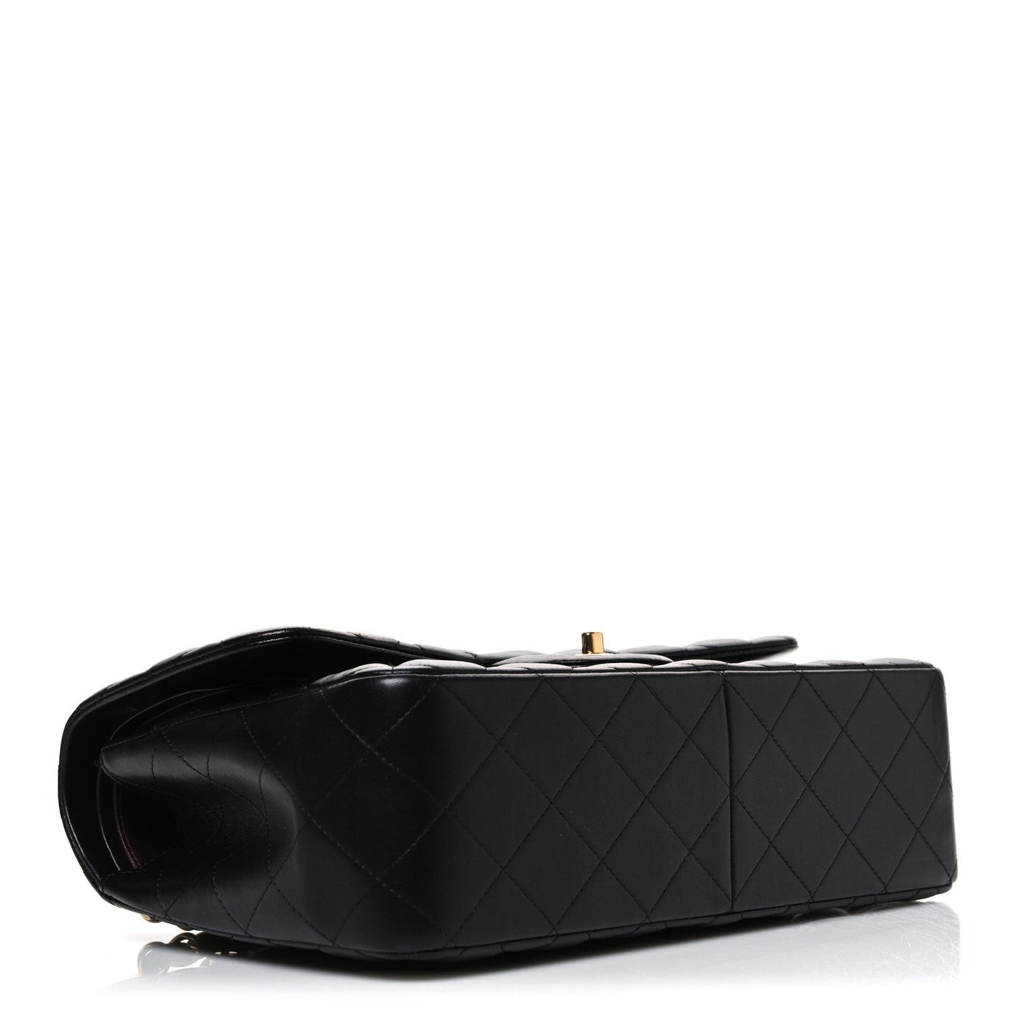 Lambskin Quilted Jumbo Double Flap Black