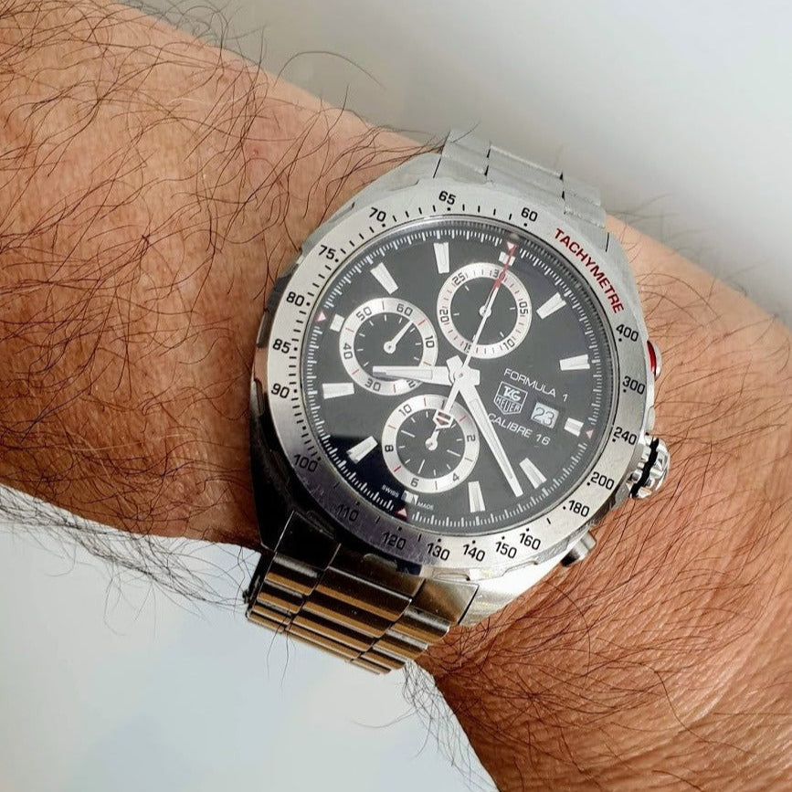 Tag Heuer Formula 1 Calibre 16 Automatic Chronograph Black Dial Silver Steel Strap Watch for Men - CAZ2010.BA0876