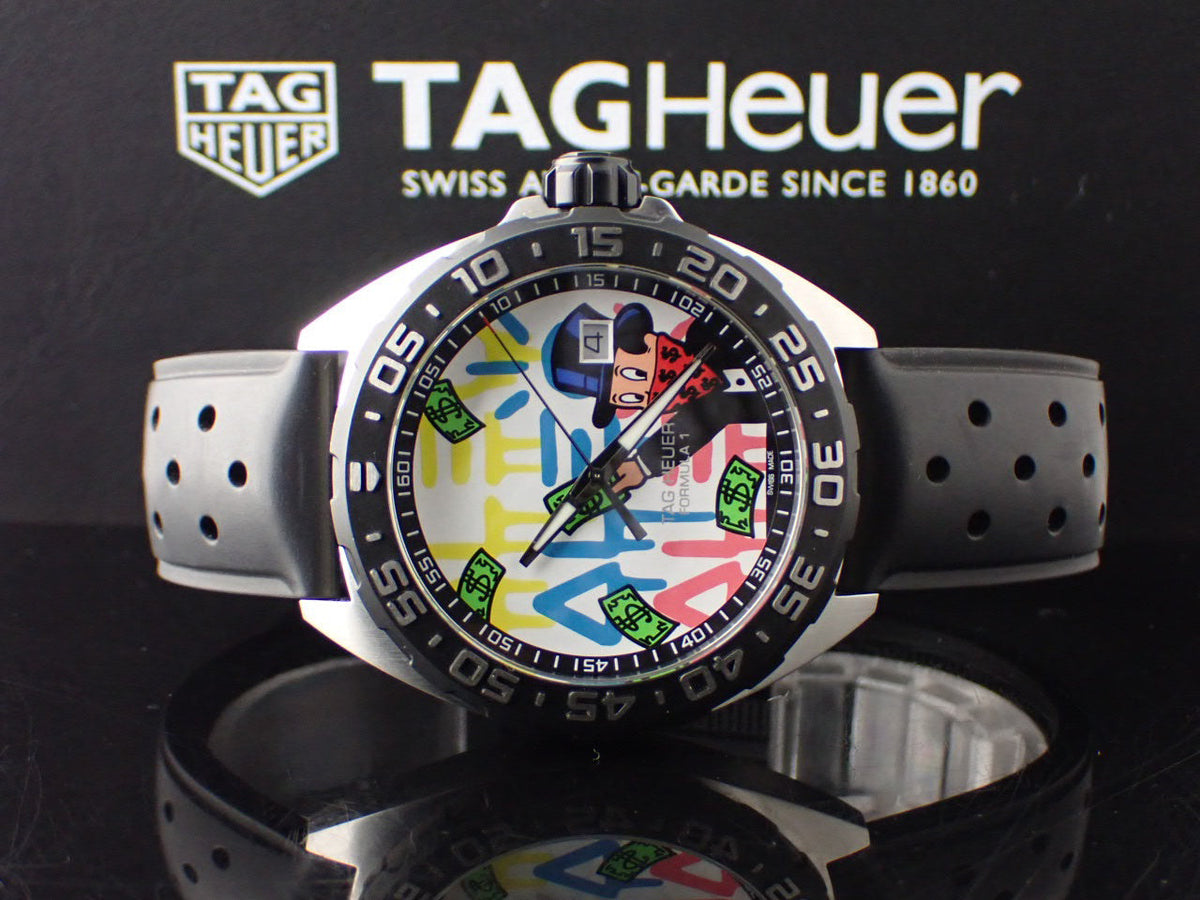 Tag Heuer Formula 1 Alec Monopoly Special Edition Black Rubber Strap Watch for Men - WAZ1119.FT8023