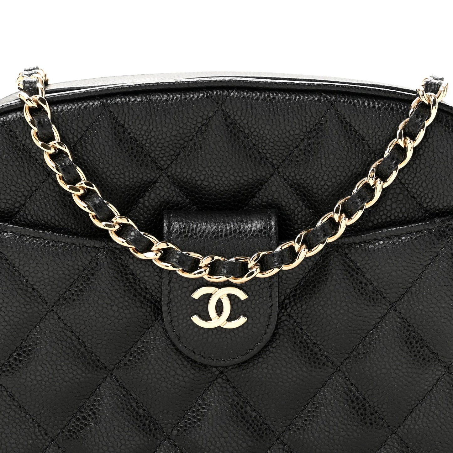 Caviar Quilted Chain Camera Bag Black