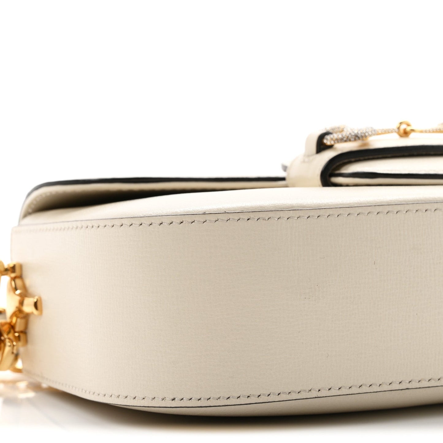 Azalea Calfskin Crystal Small Horsebit 1955 Chain Shoulder Bag White