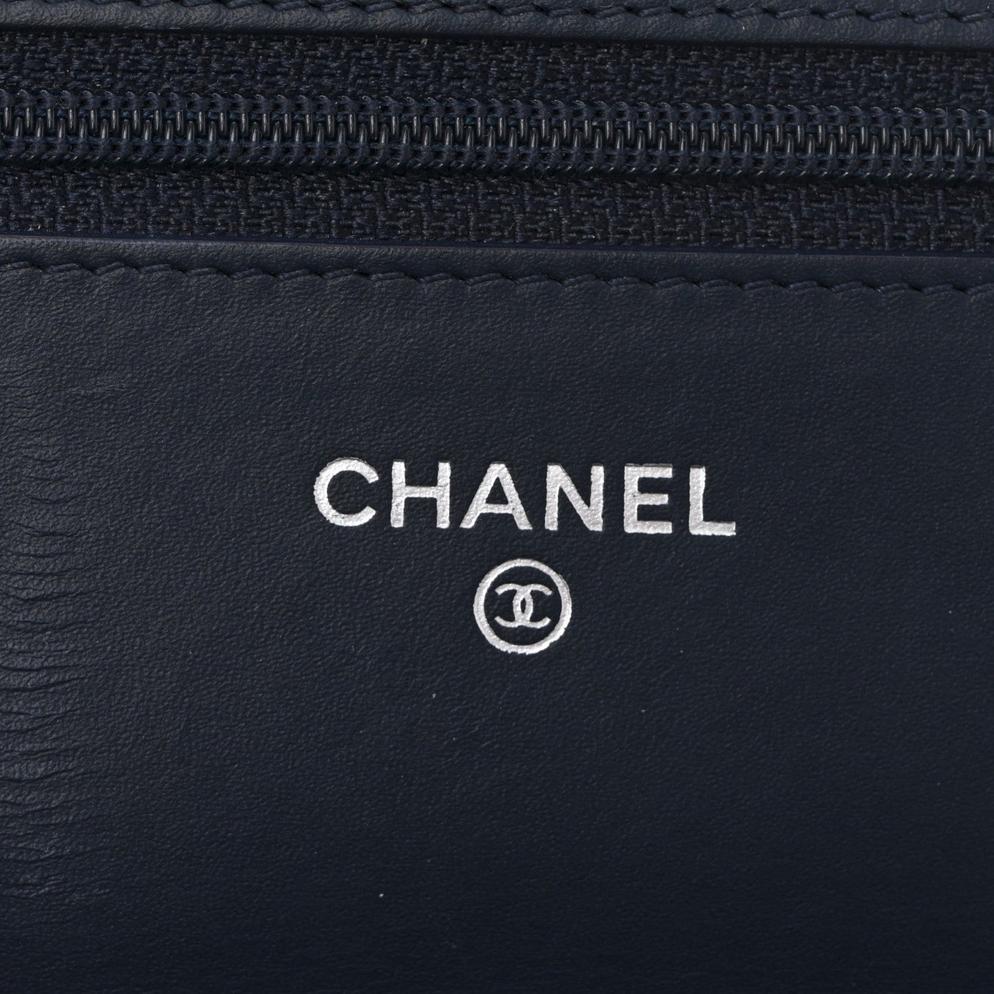 Patent Quilted Wallet On Chain WOC Navy Blue