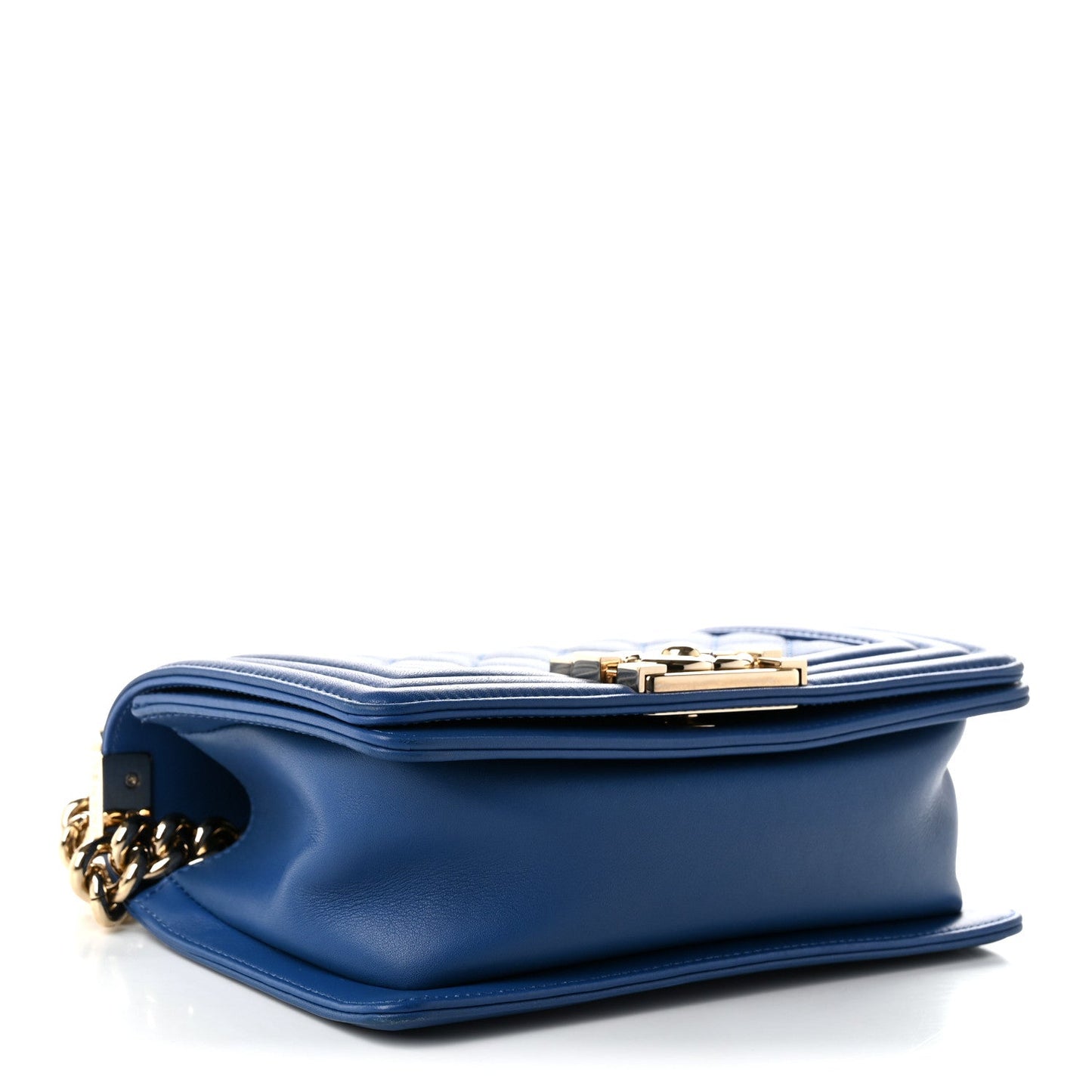 Lambskin Quilted Small Boy Flap Blue