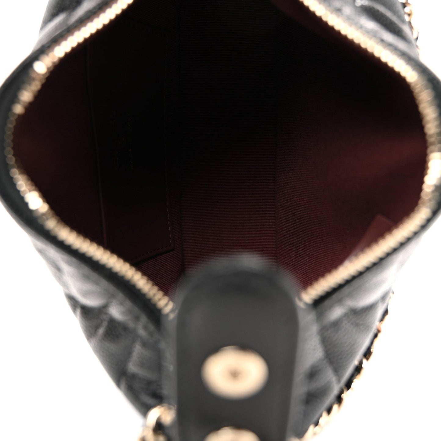 Caviar Quilted Hobo Clutch With Chain  Black