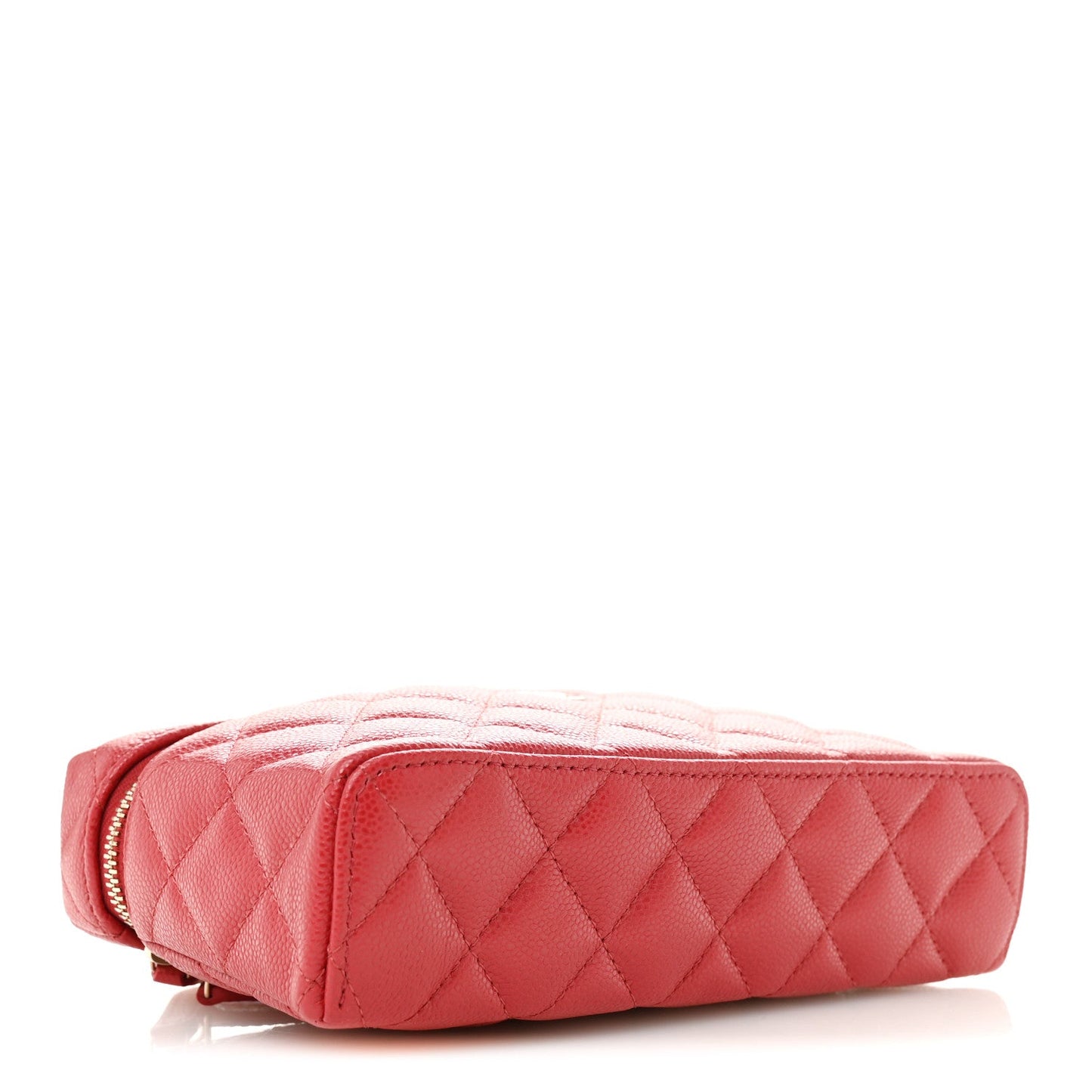 Caviar Quilted Top Handle Slim Vanity With Chain Red