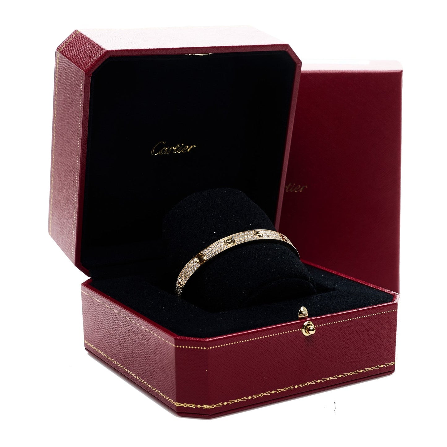 18K Yellow Gold Diamond LOVE Paved Bracelet 18