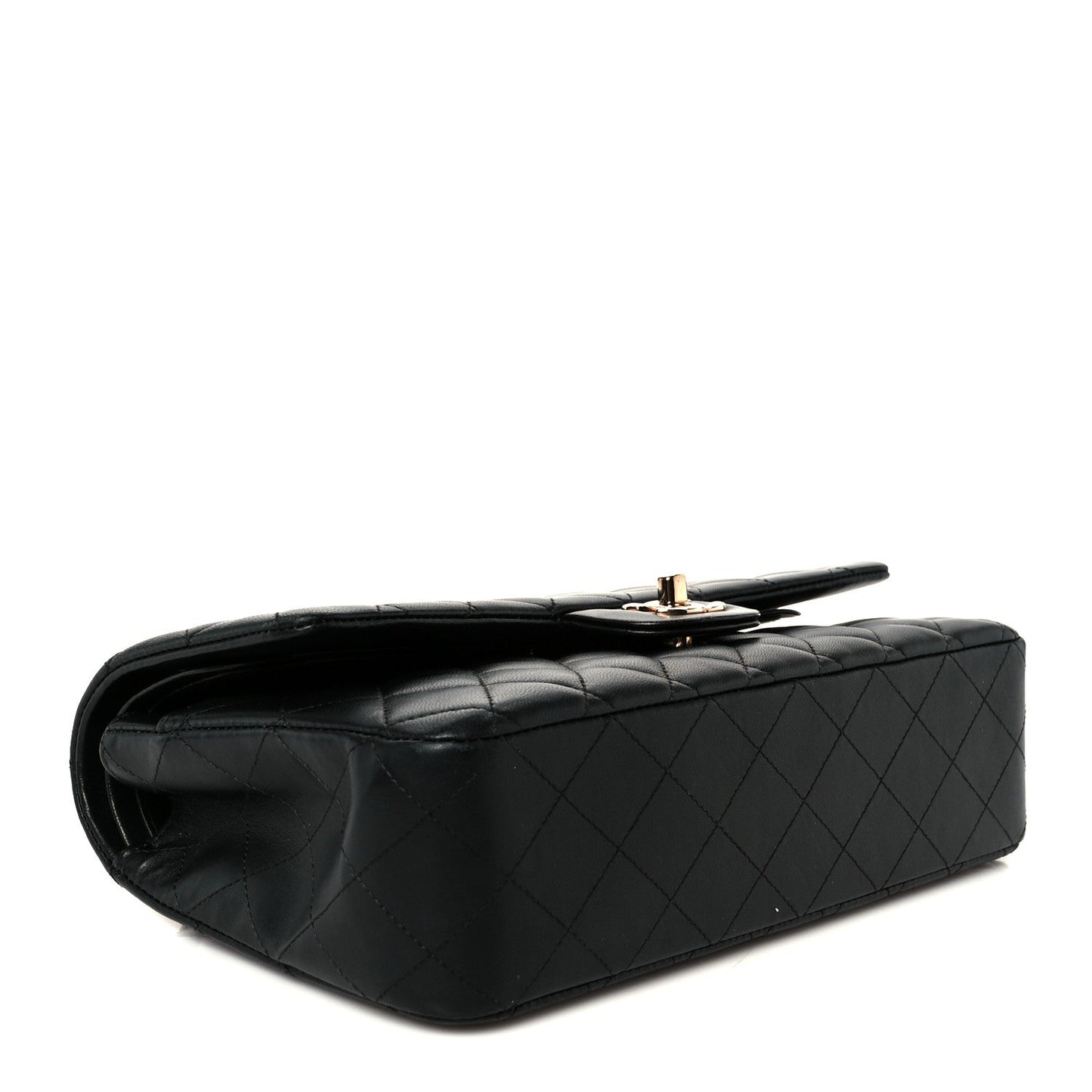 Lambskin Quilted Medium Double Flap Black