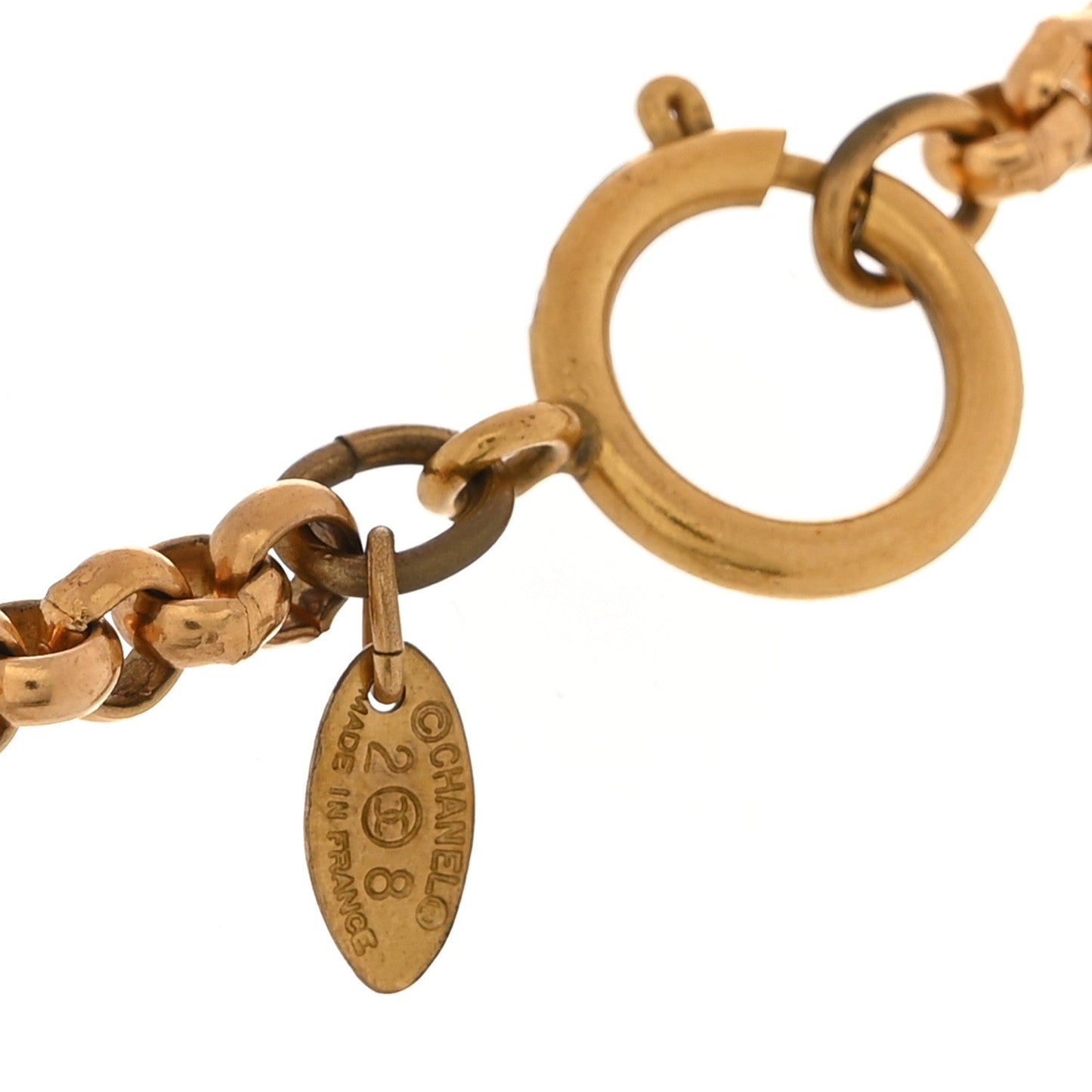 CC Chain Pendant Long Necklace Gold