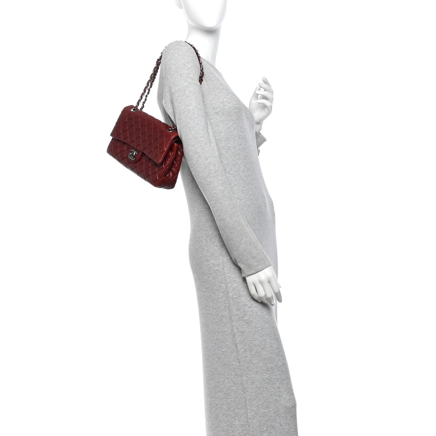 Lambskin Quilted Medium Double Flap Burgundy