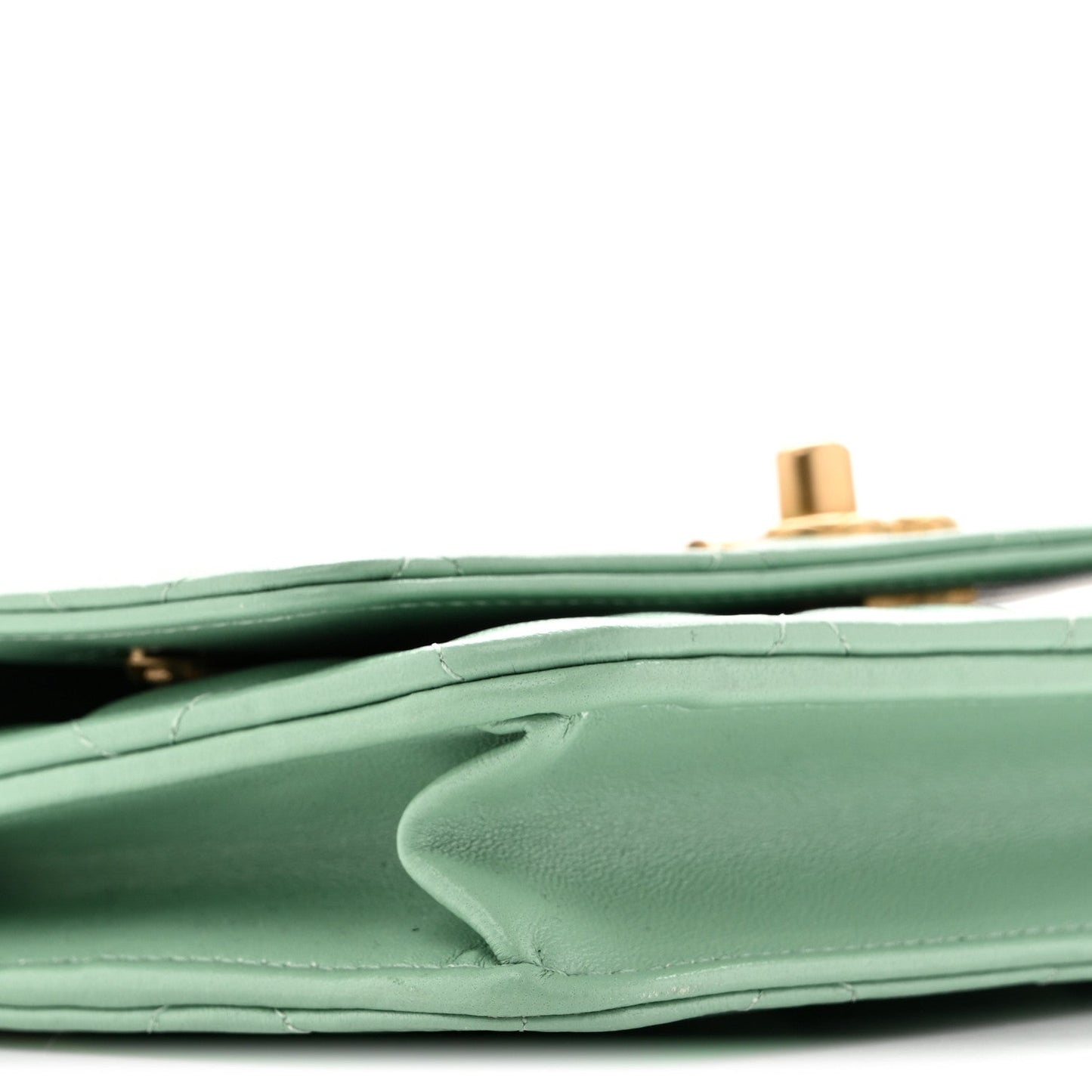 Lambskin Quilted Logo WOC Wallet On Chain Green