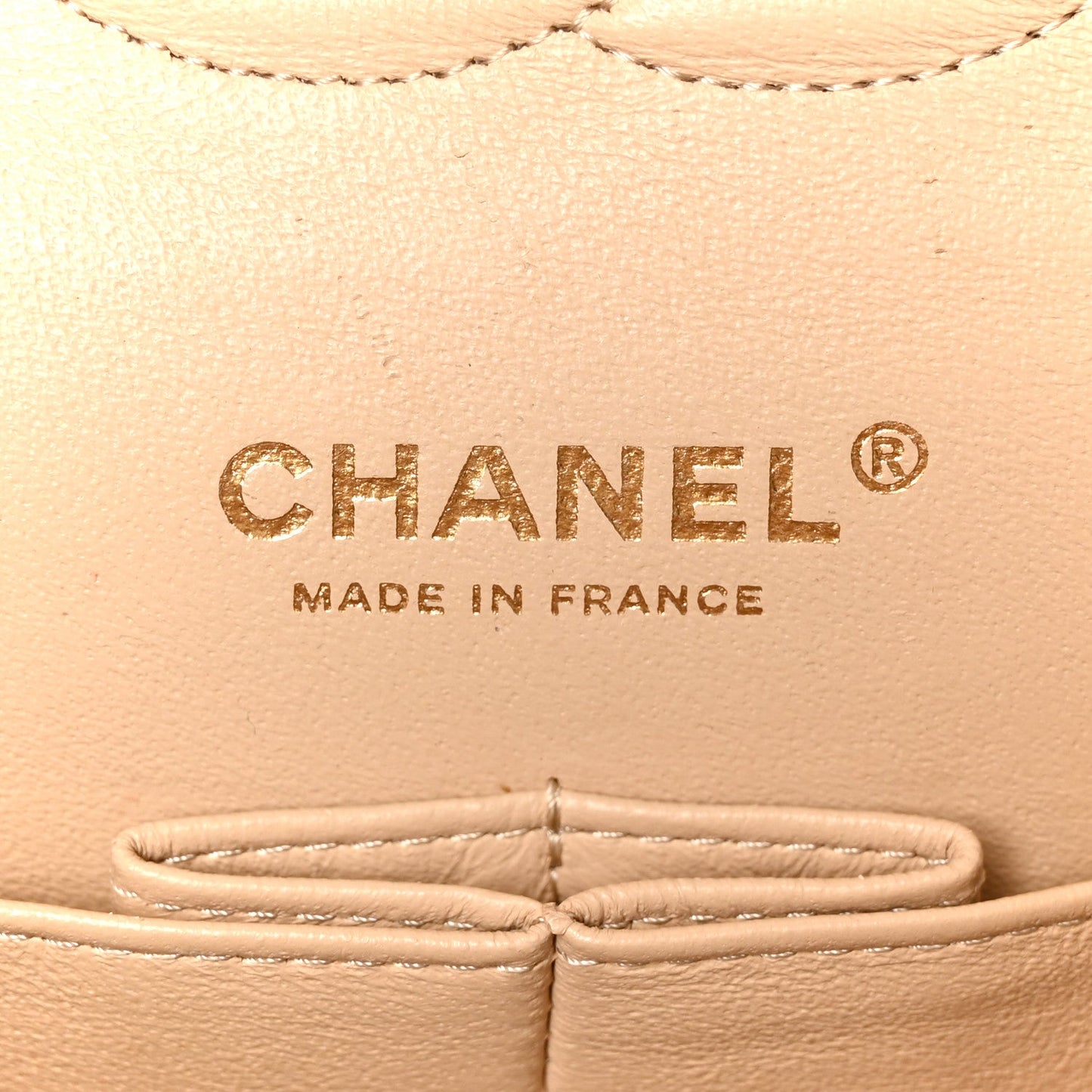 Caviar Quilted Medium Double Flap Beige