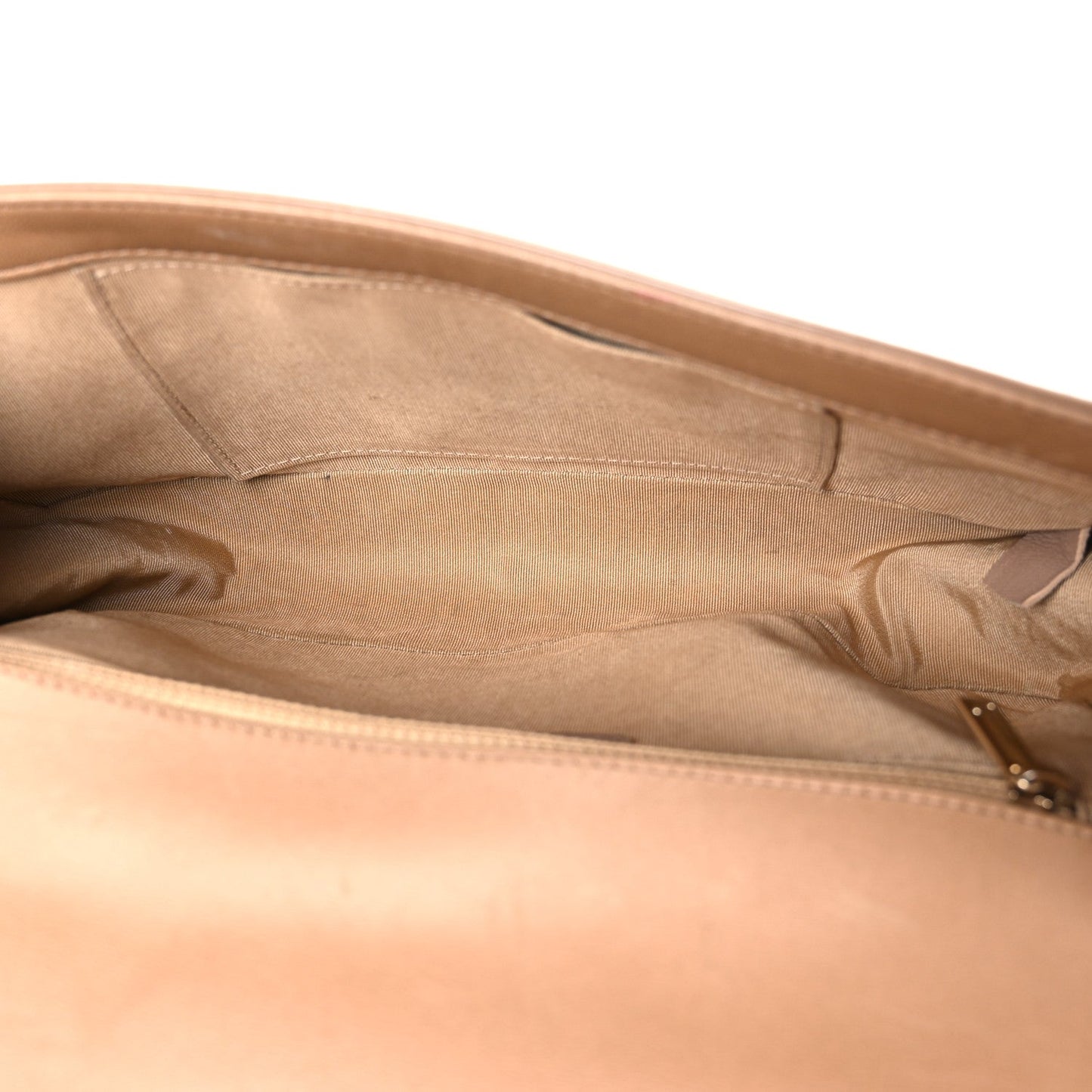 Iridescent Glazed Calfskin Quilted New Medium Boy Flap Dark Beige
