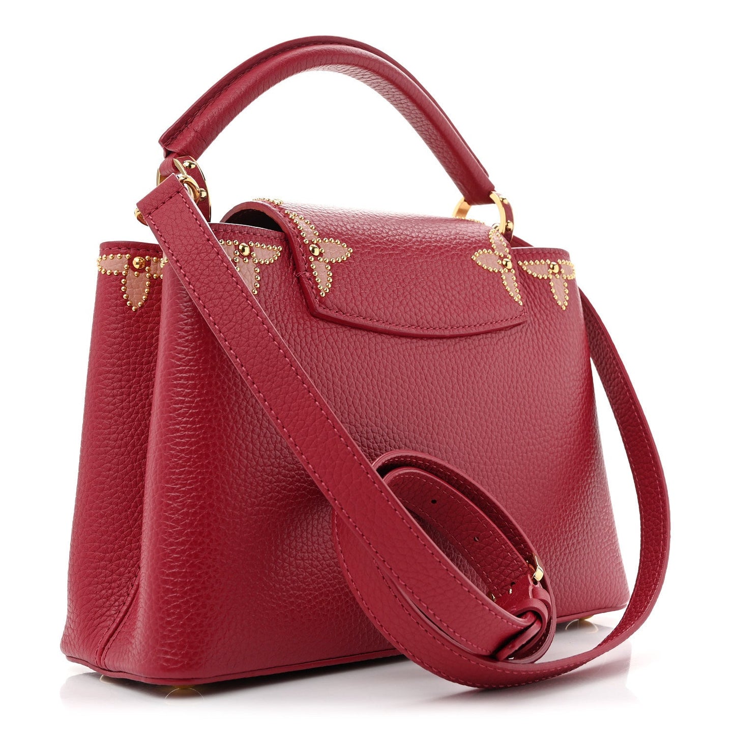 Taurillon Embellished Flower Capucines BB Dark Pink