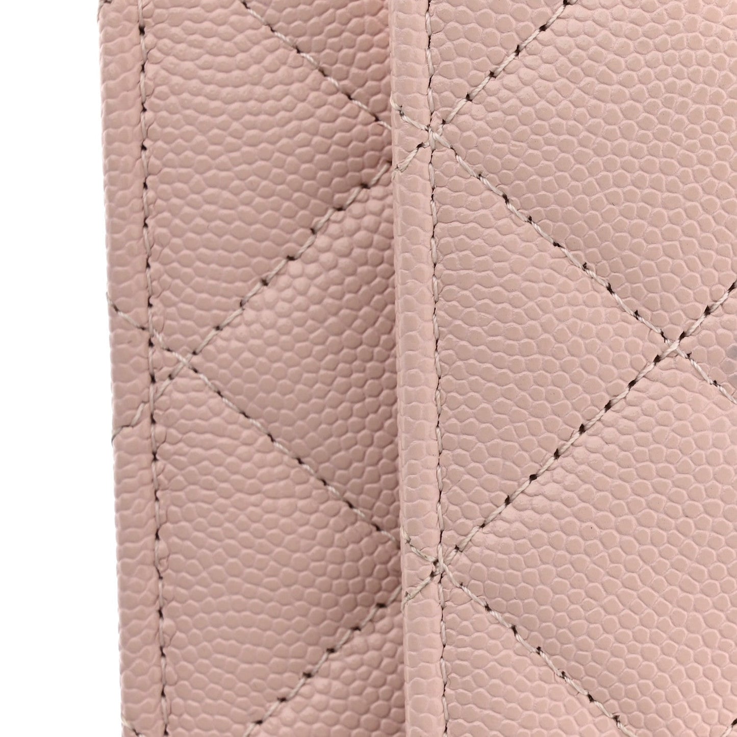 Caviar Quilted Crystal Enamel CC Wallet On Chain WOC Light Pink