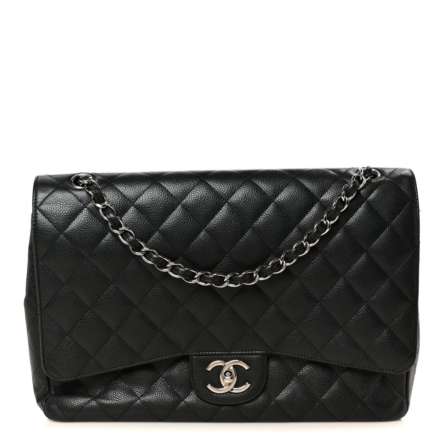 Caviar Quilted Maxi Double Flap Black