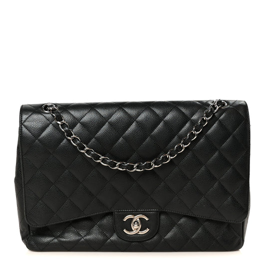 Caviar Quilted Maxi Double Flap Black