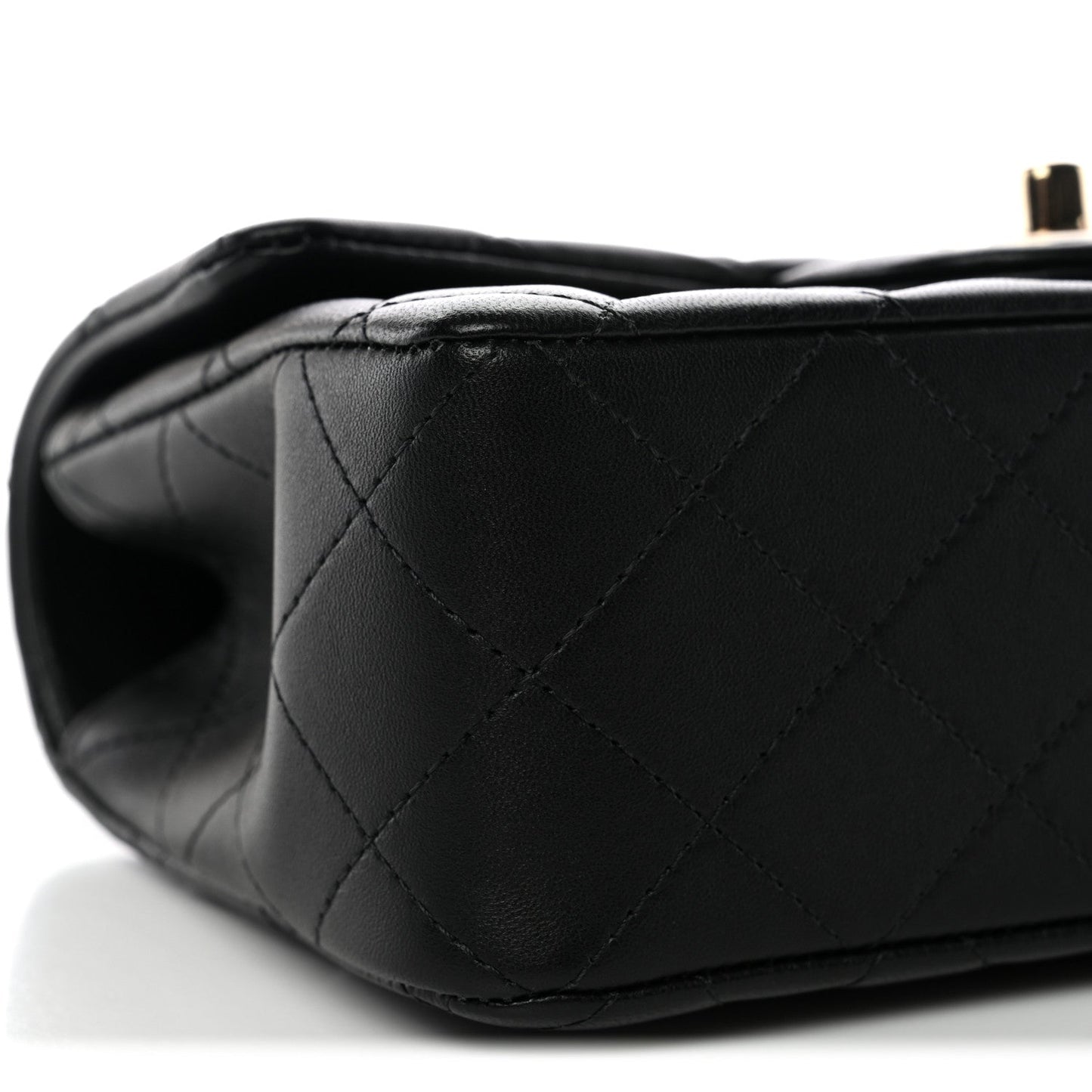 Lambskin Quilted Mini Top Handle Rectangular Flap Black