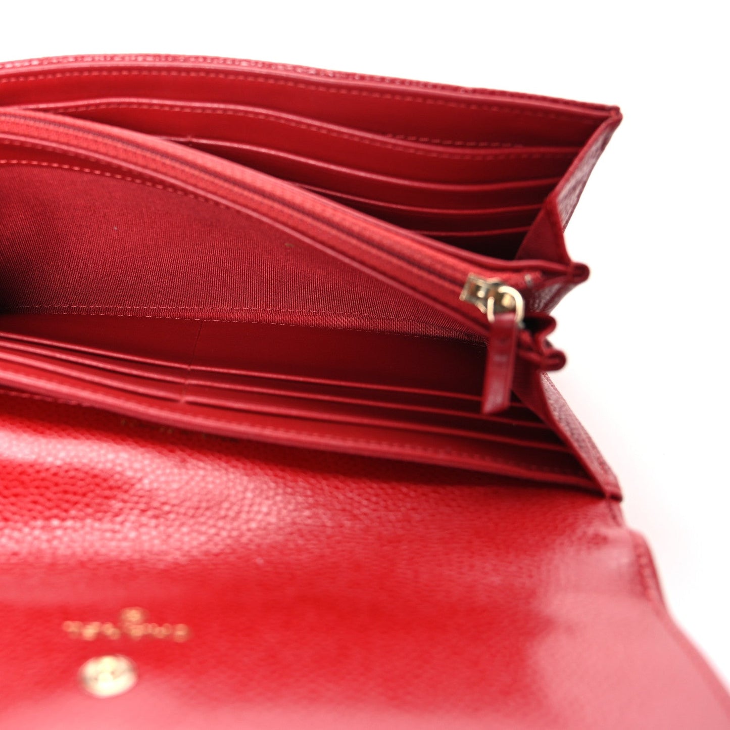 Caviar Quilted Large Boy Gusset Flap Wallet Red