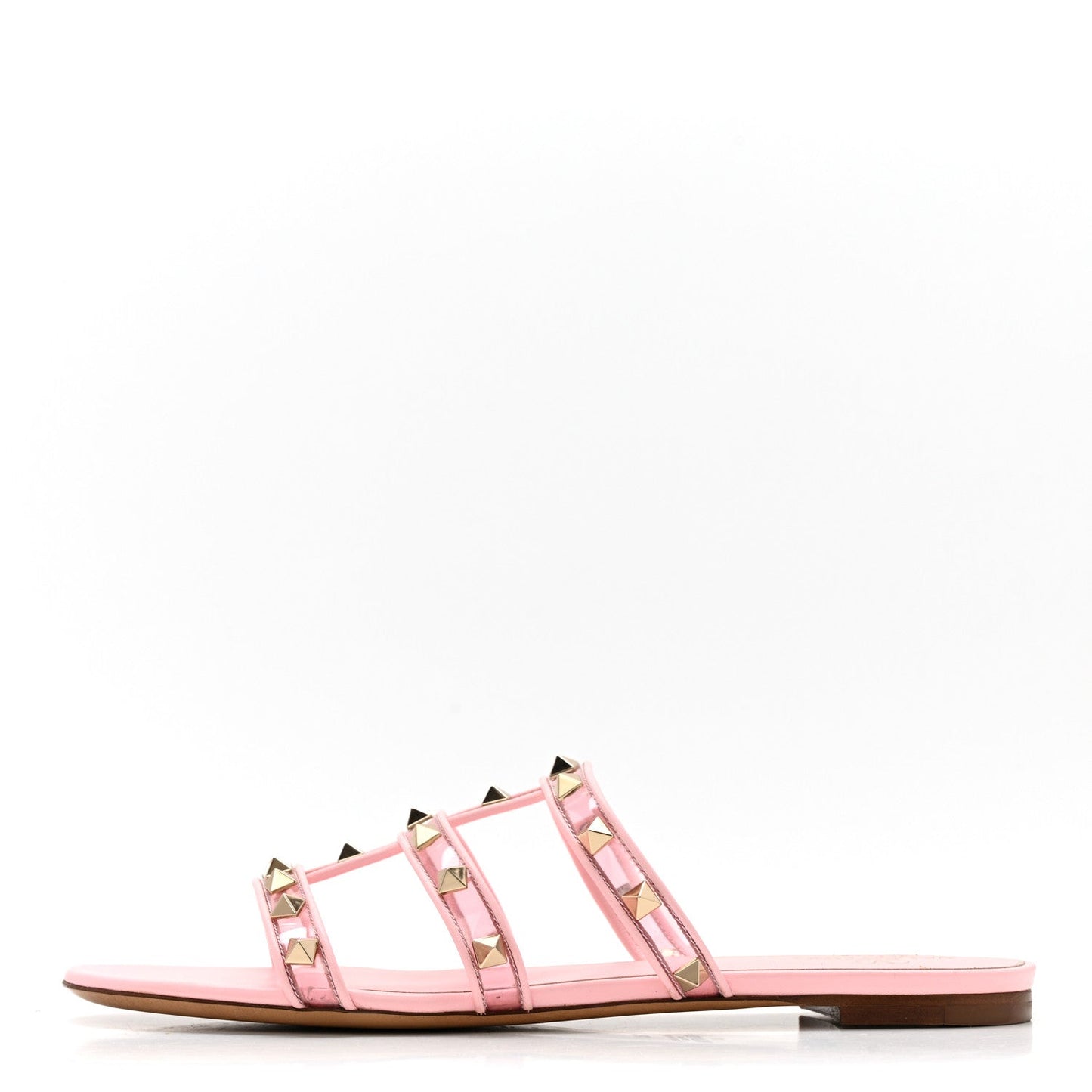 Rockstud PVC Caged Flat Slide Sandals 39.5  Pink