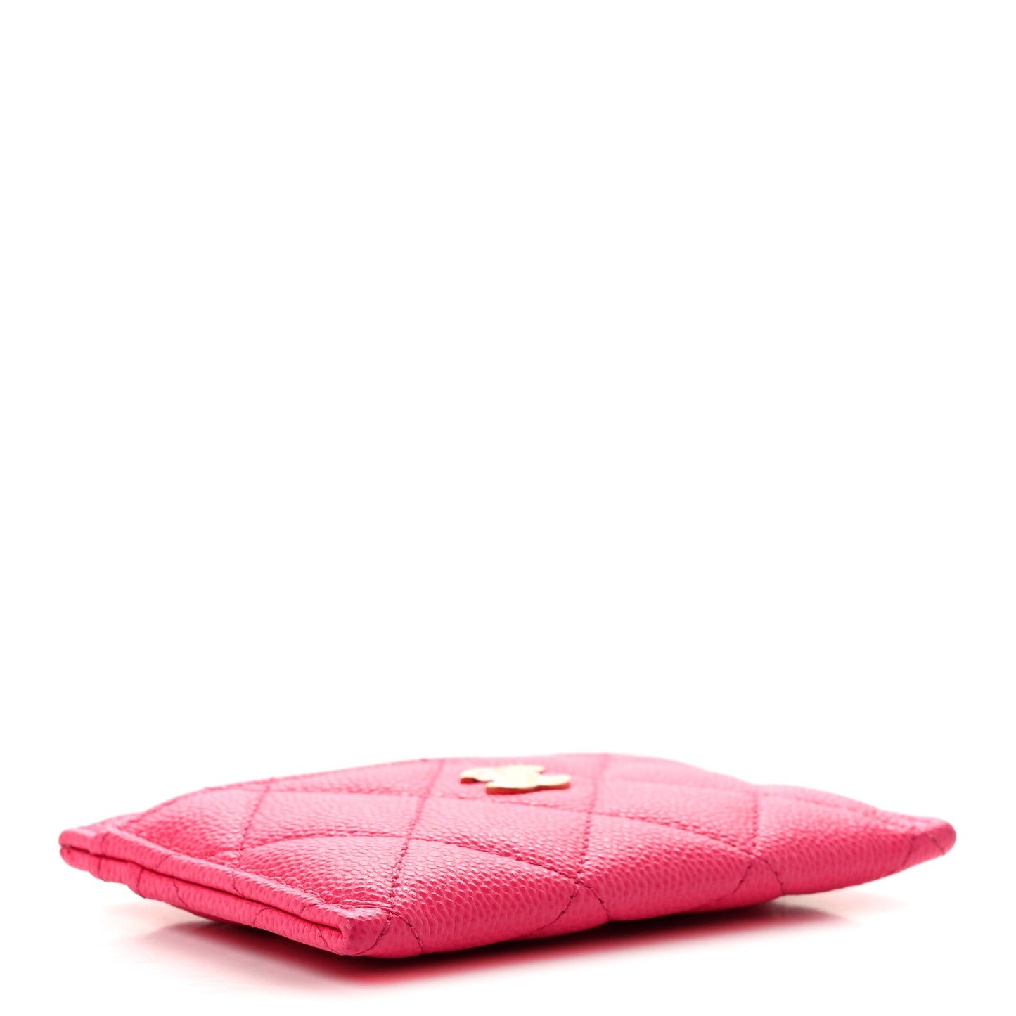 Caviar Quilted Card Holder Fuchsia