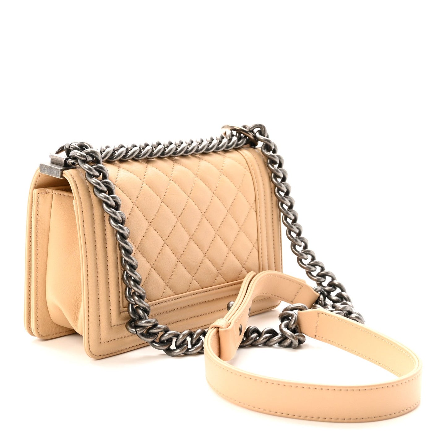 Lambskin Quilted Small Boy Flap Beige