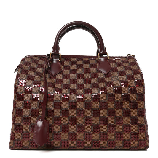 Damier Paillettes Speedy 30 Rouge