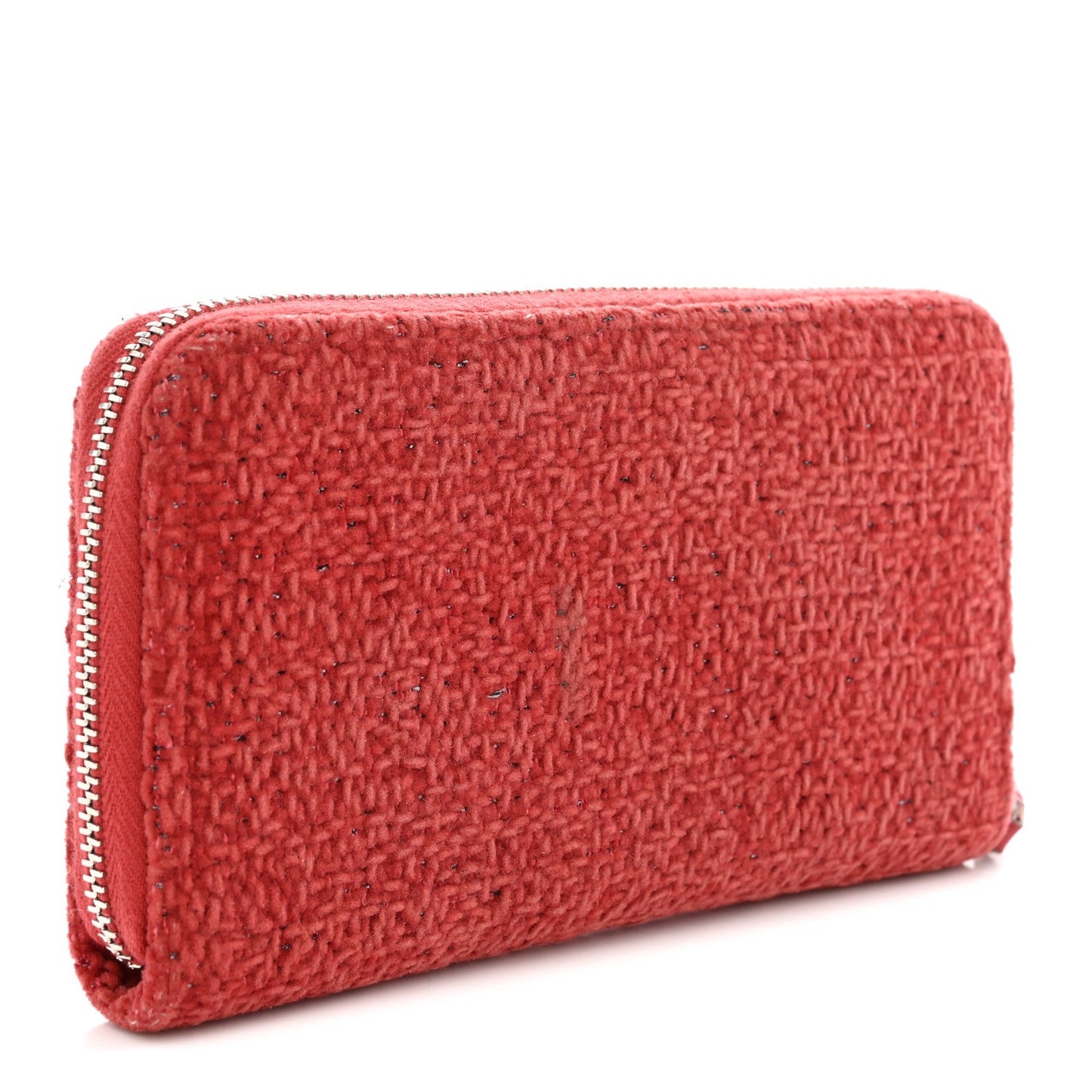 Lurex Boucle Deauville Medium Zip Around Wallet Red