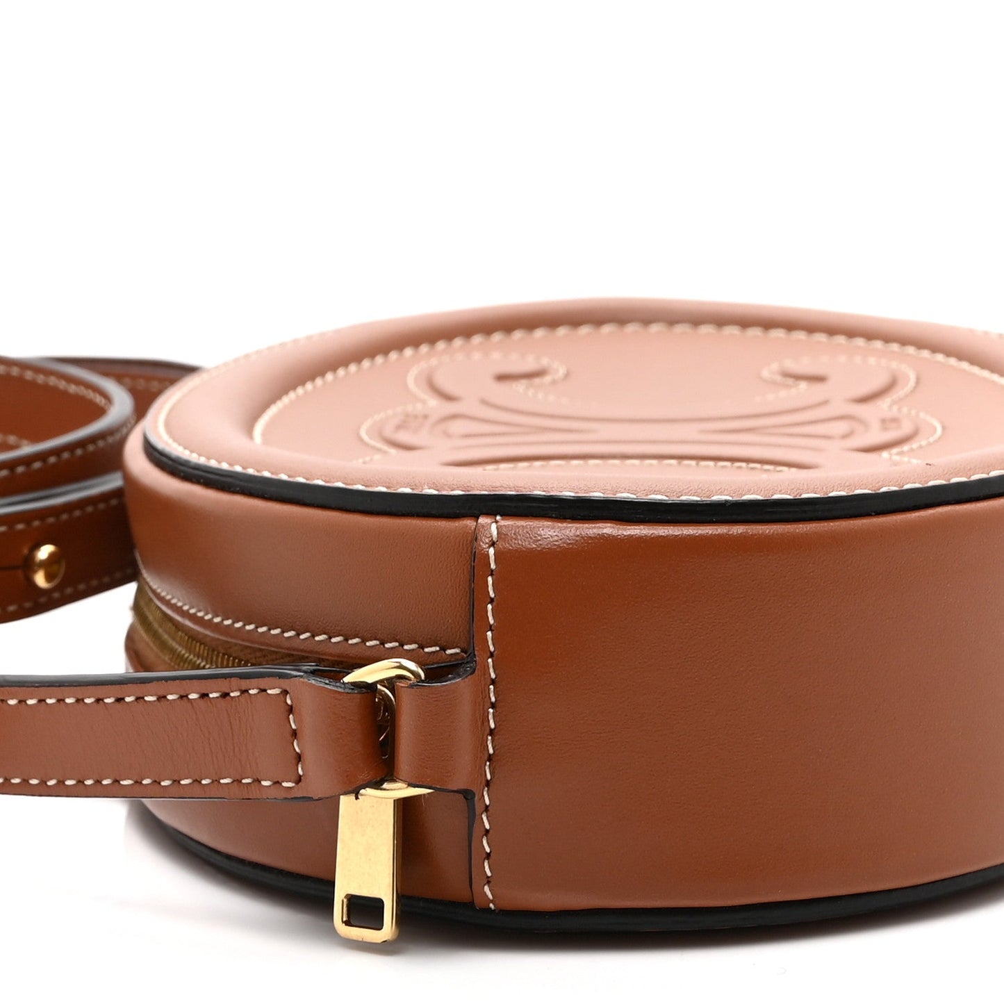 Smooth Calfskin Cuir Small Triomphe Oval Crossbody Purse Tan