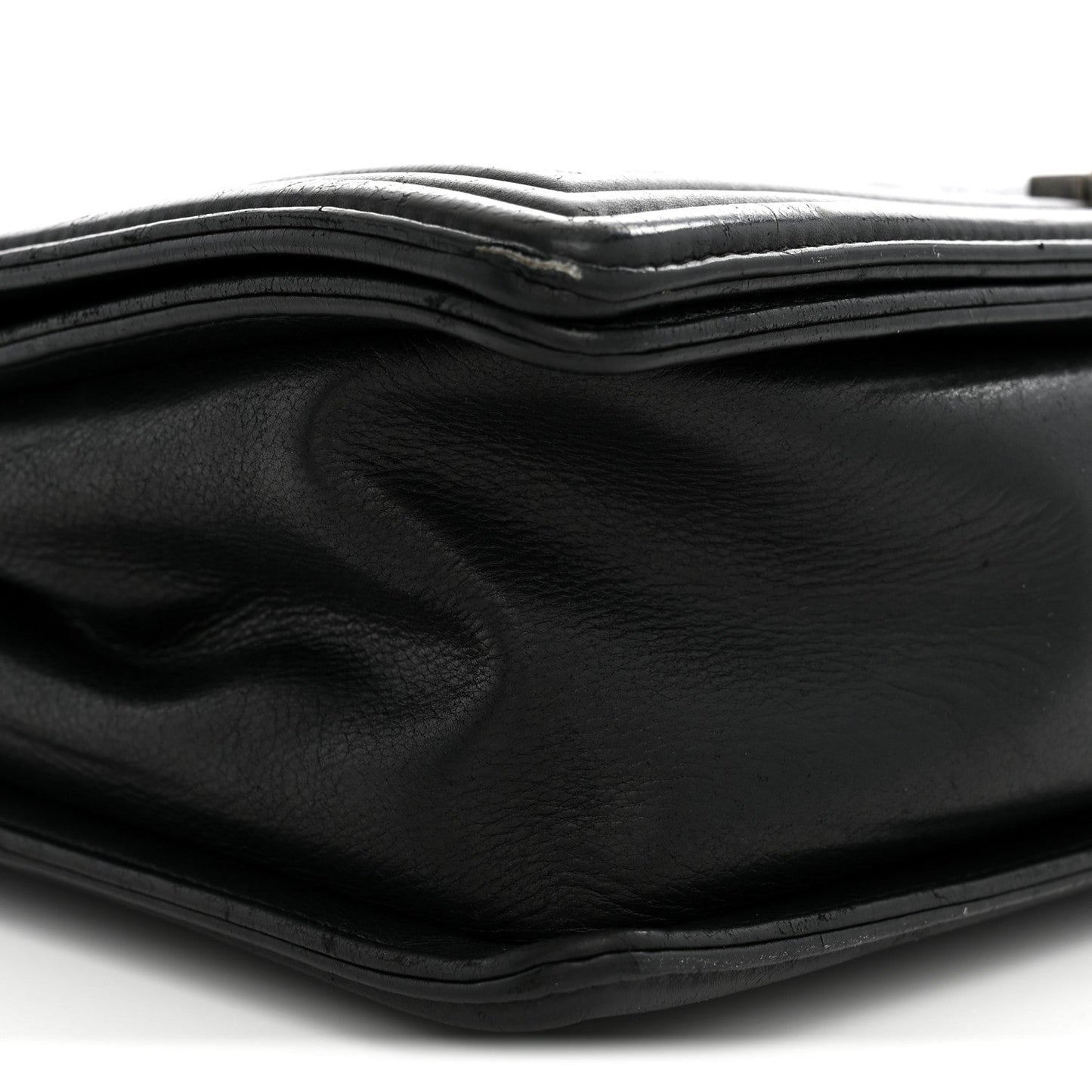 Calfskin Quilted Large Boy Flap Black