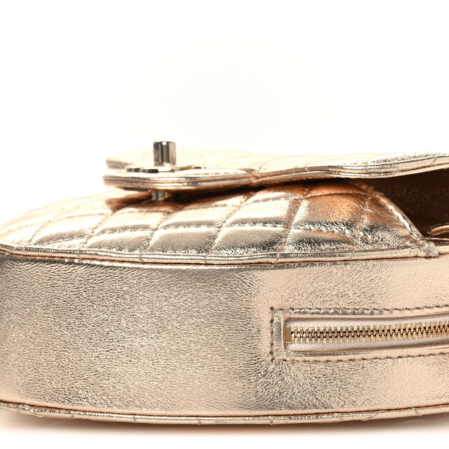 Metallic Lambskin Quilted CC In Love Heart Bag Gold