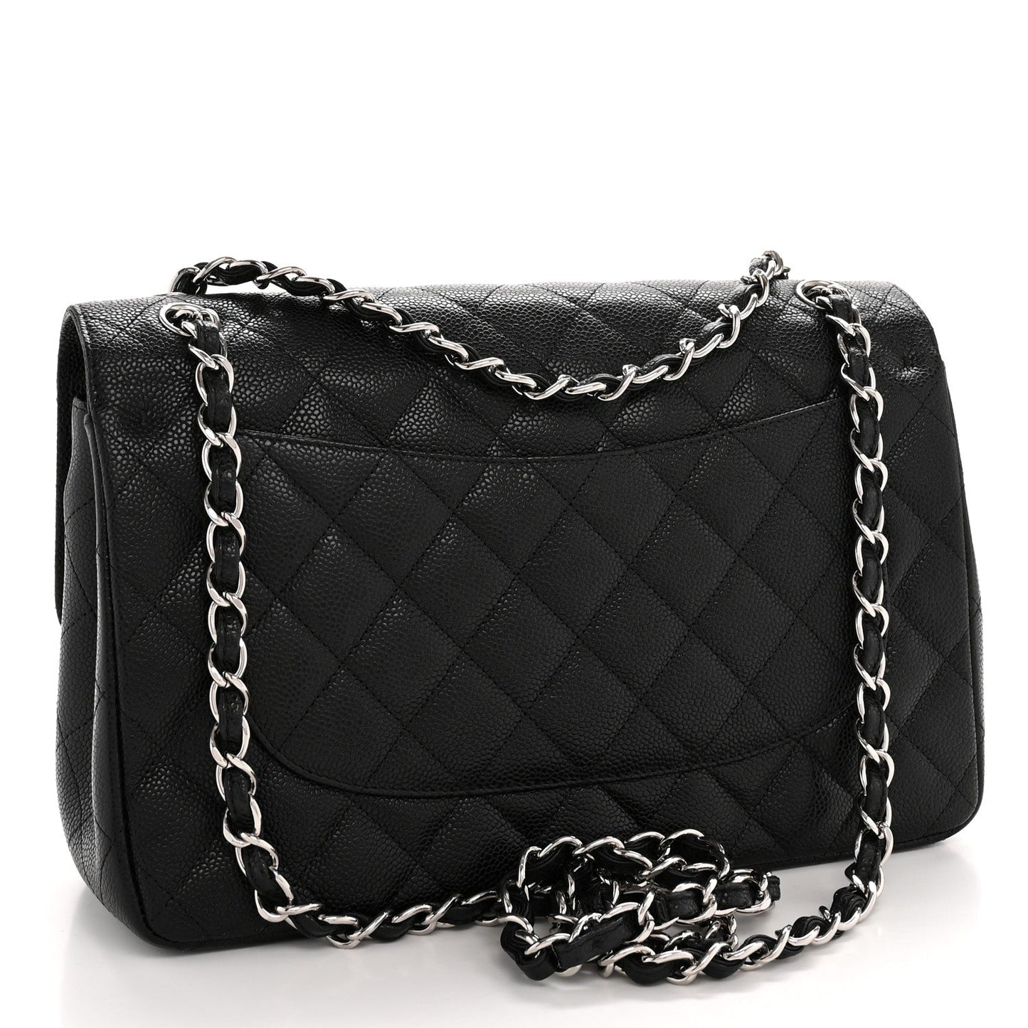 Caviar Quilted Jumbo Double Flap Black