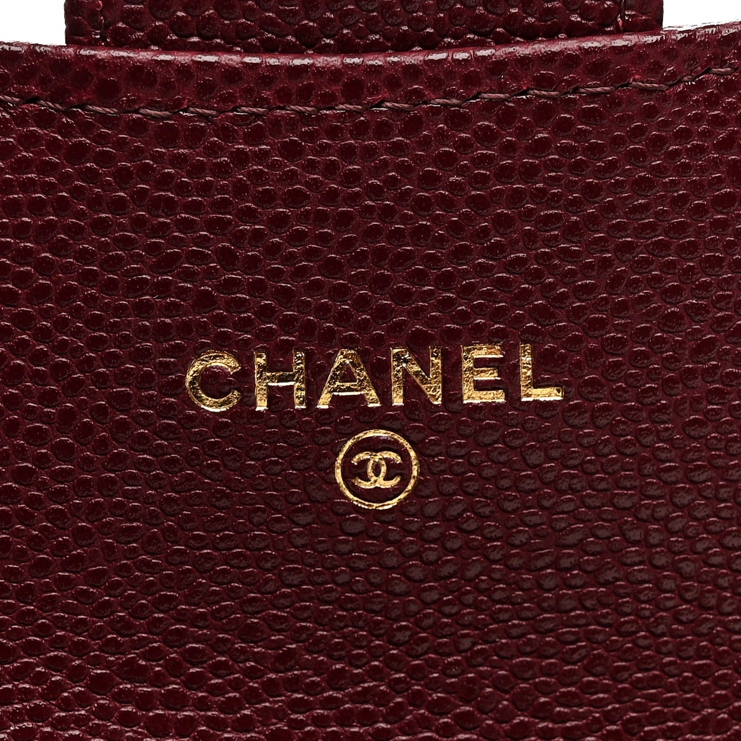 Caviar Quilted Flap Card Holder Wallet Burgundy
