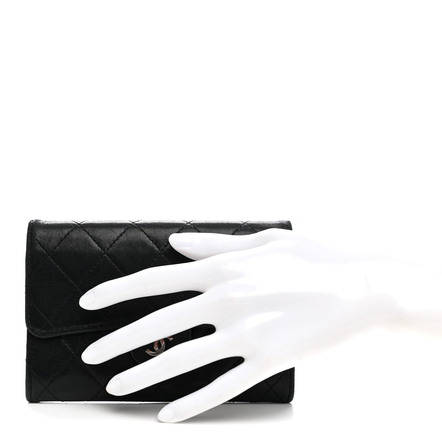 Lambskin Quilted Medium Flap Wallet Black