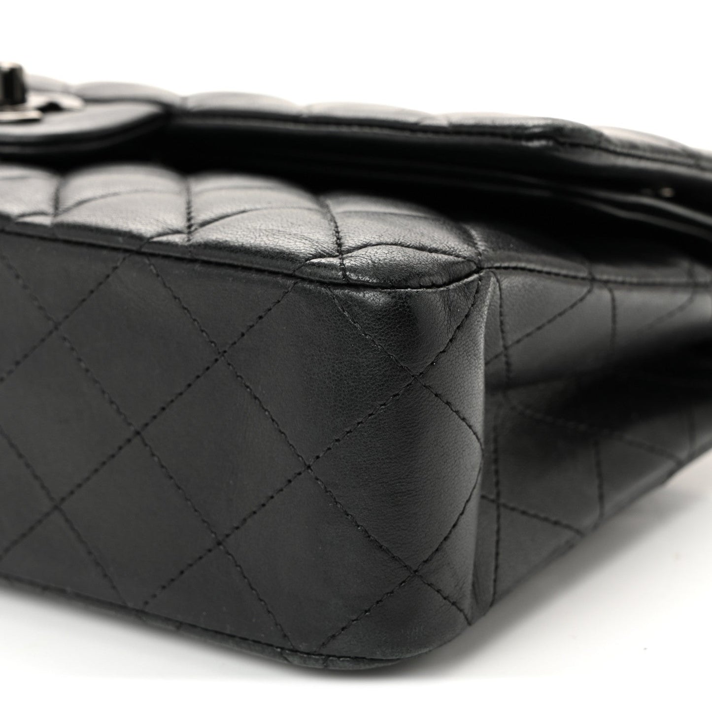 Lambskin Quilted Medium Double Flap So Black
