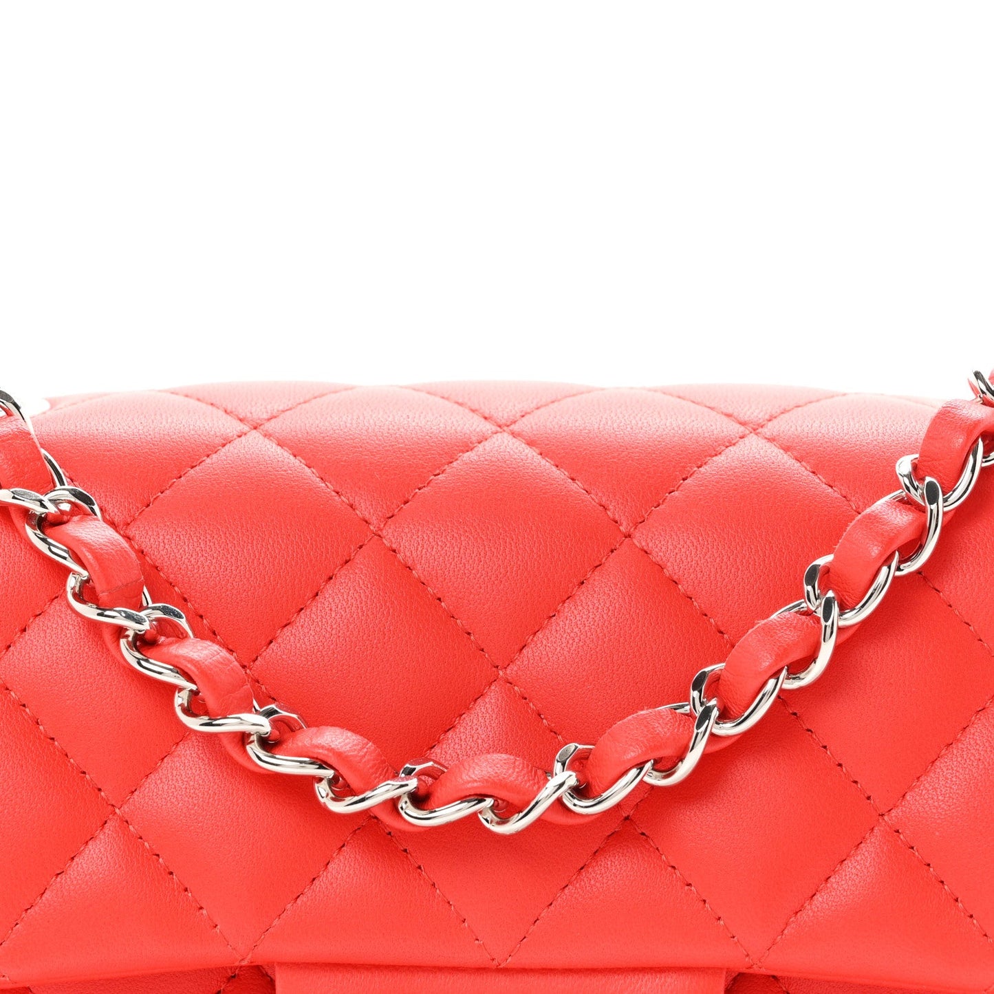 Lambskin Quilted Mini Rectangular Flap Red