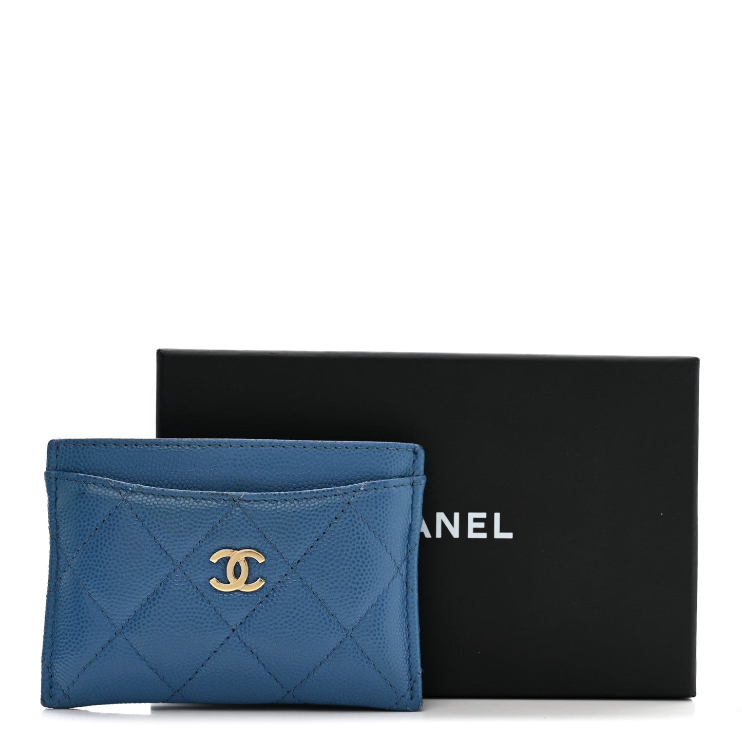 Caviar Quilted Card Holder Blue
